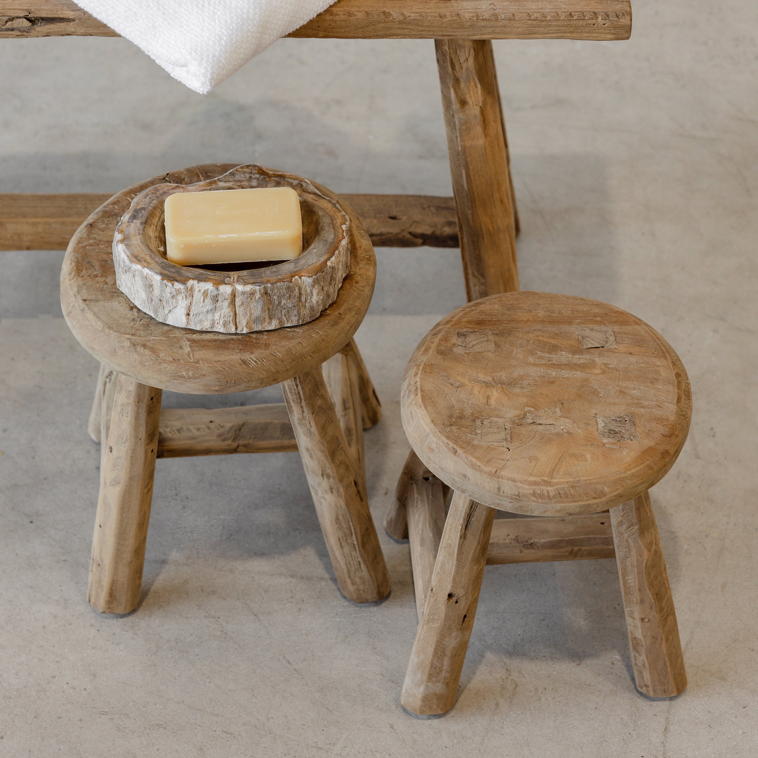 Organic Teak Stool - Round