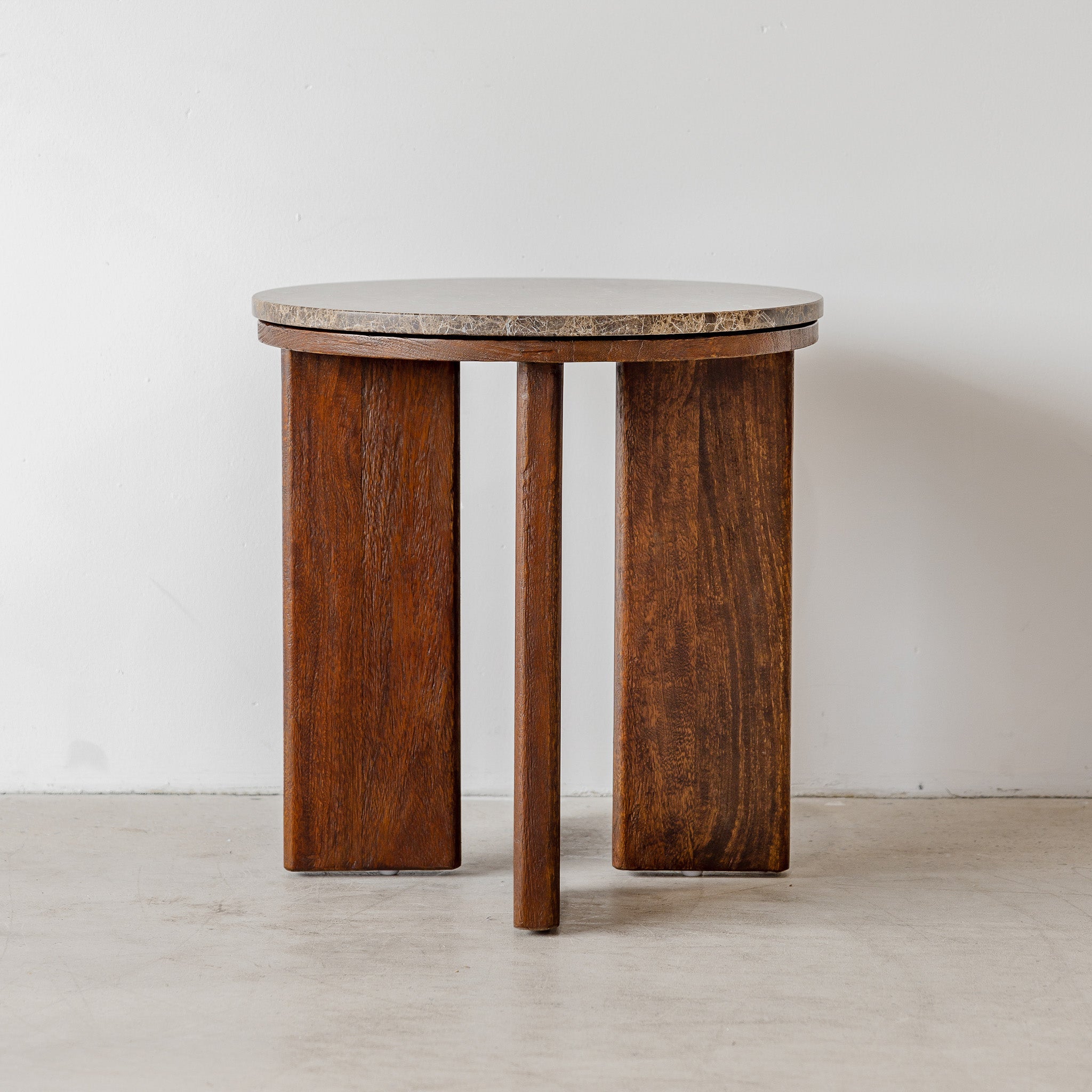 West Side Table - Rustic Walnut/Choc Marble