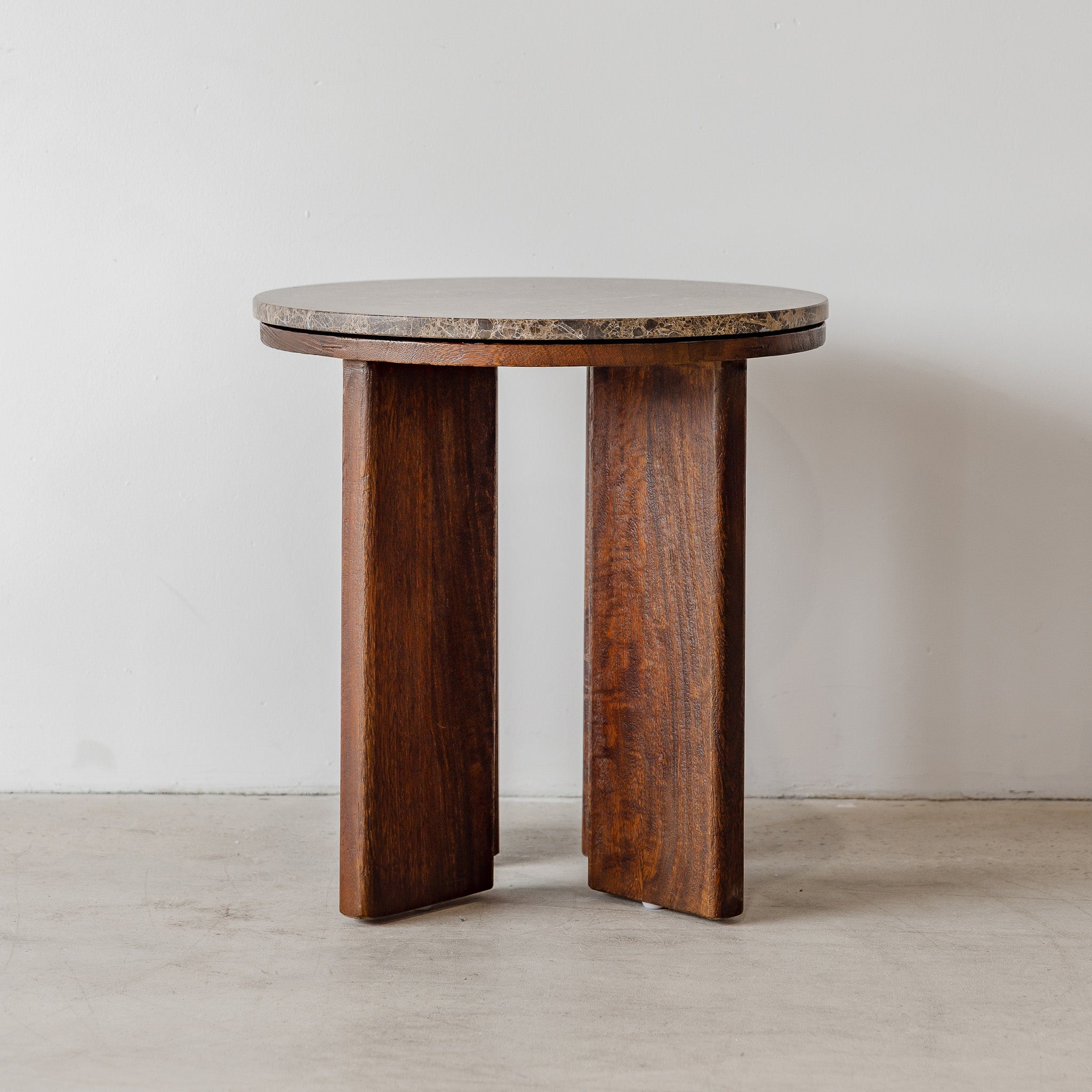 West Side Table - Rustic Walnut/Choc Marble