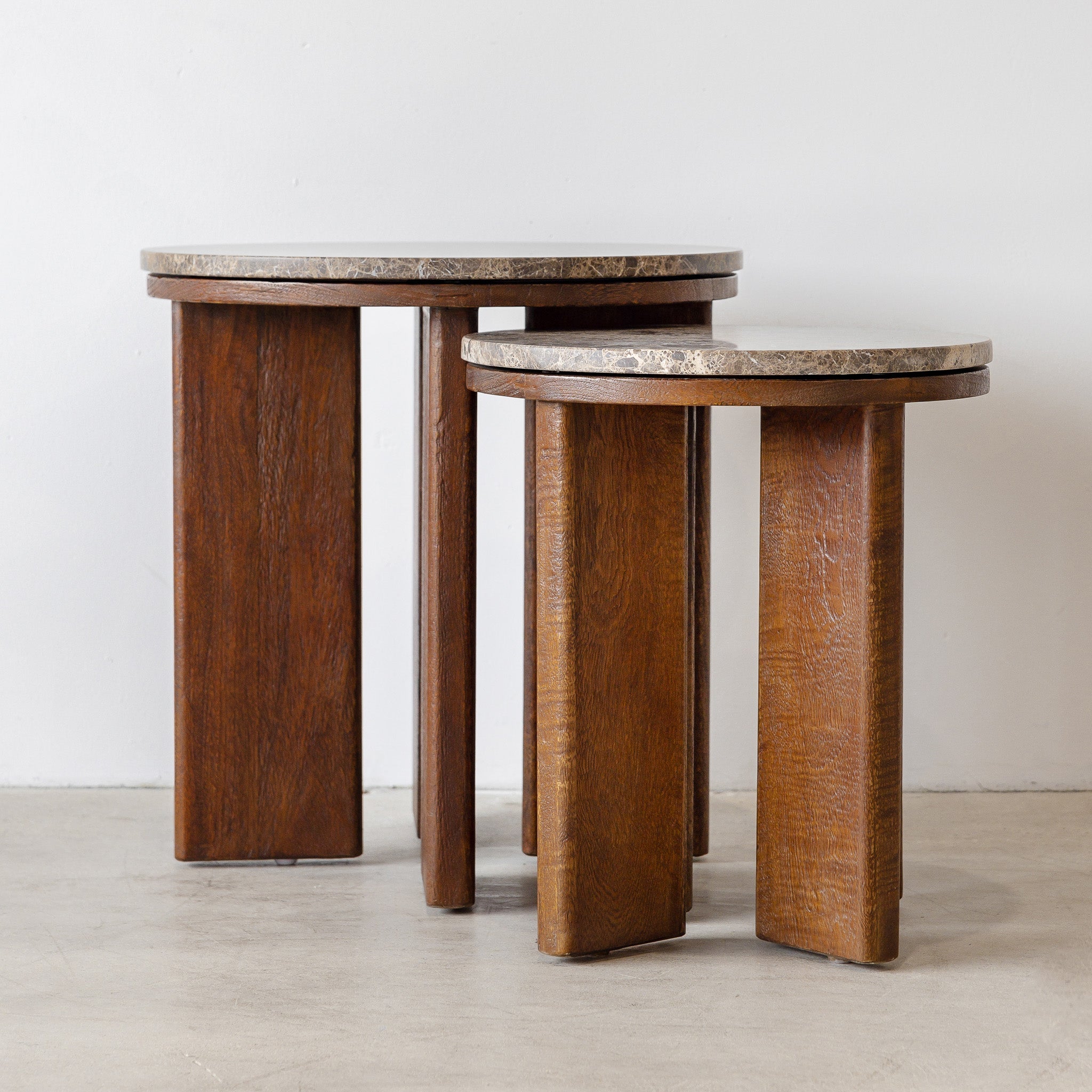West Side Table - Rustic Walnut/Choc Marble