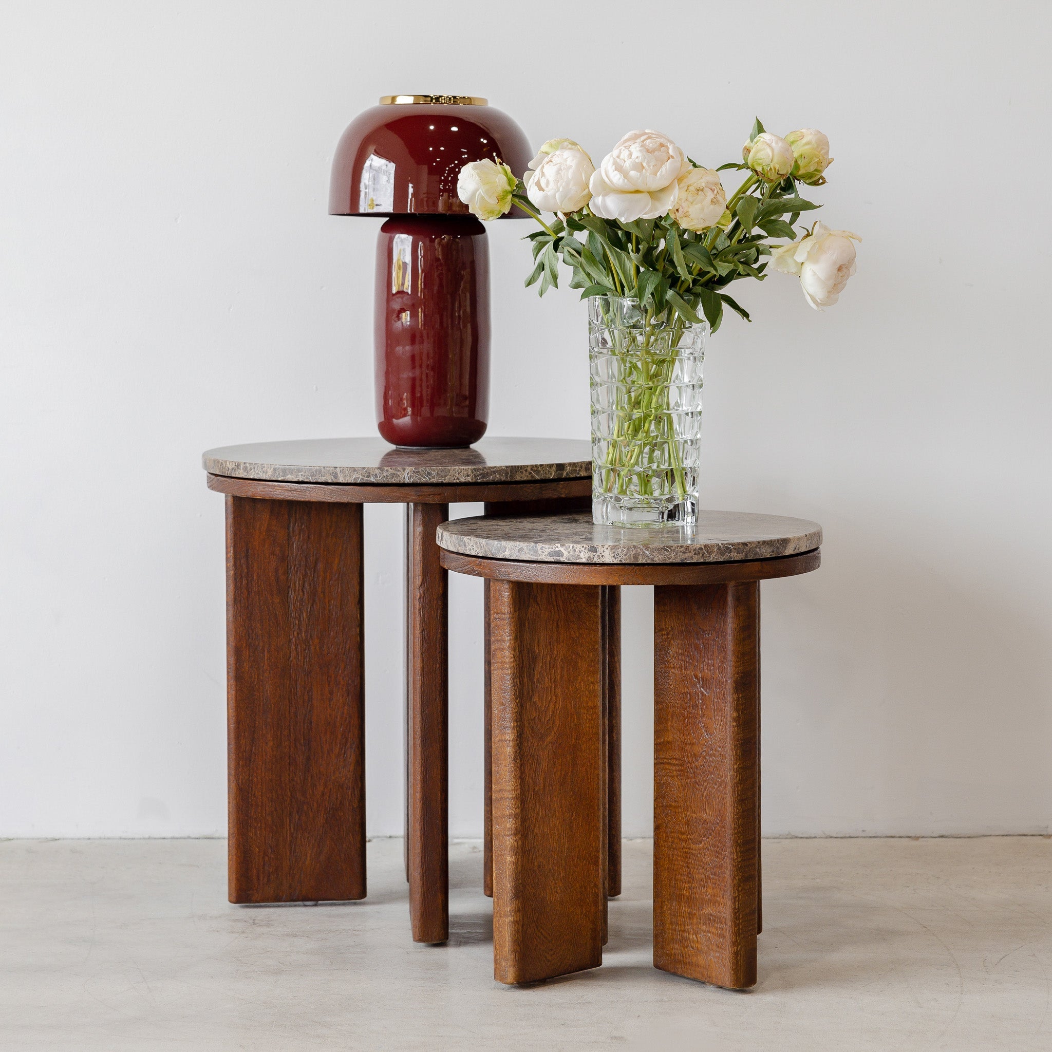 West Side Table - Rustic Walnut/Choc Marble