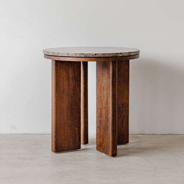 West Side Table - Rustic Walnut/Choc Marble