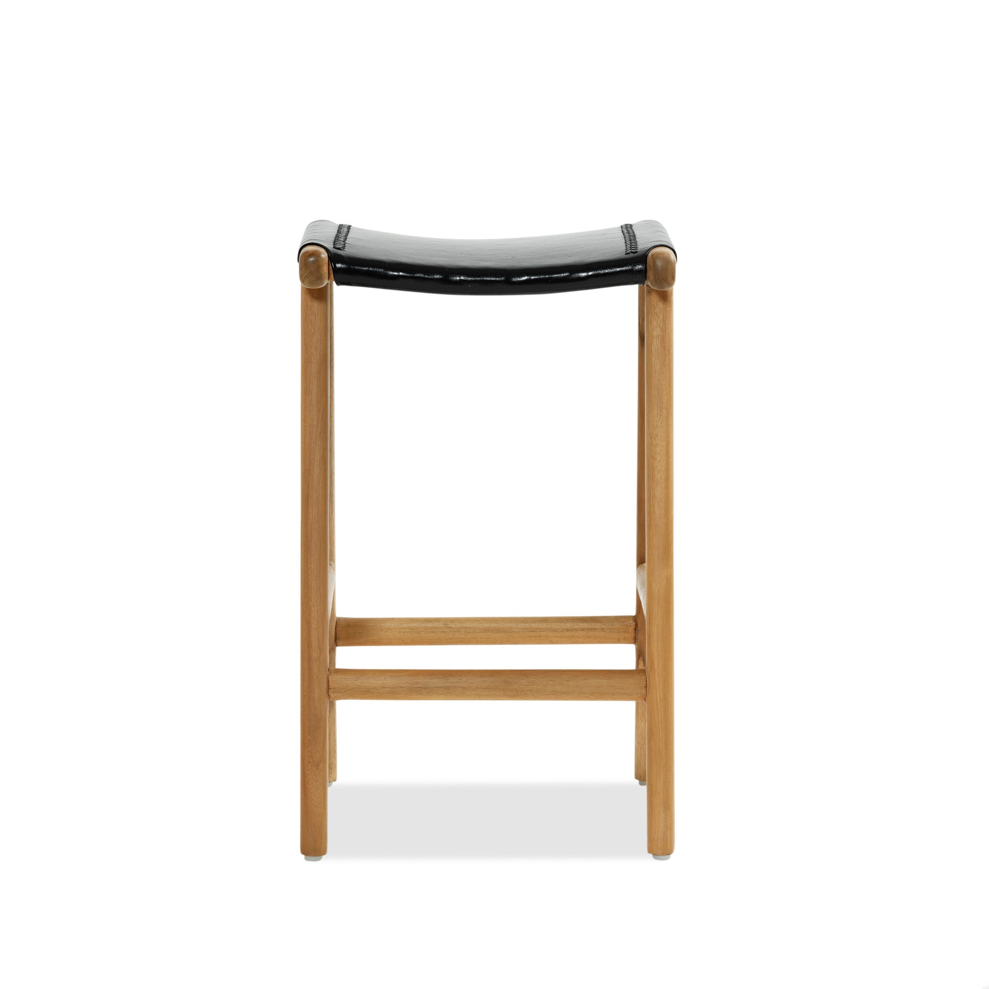 Jok Stool - Teak/Black Leather