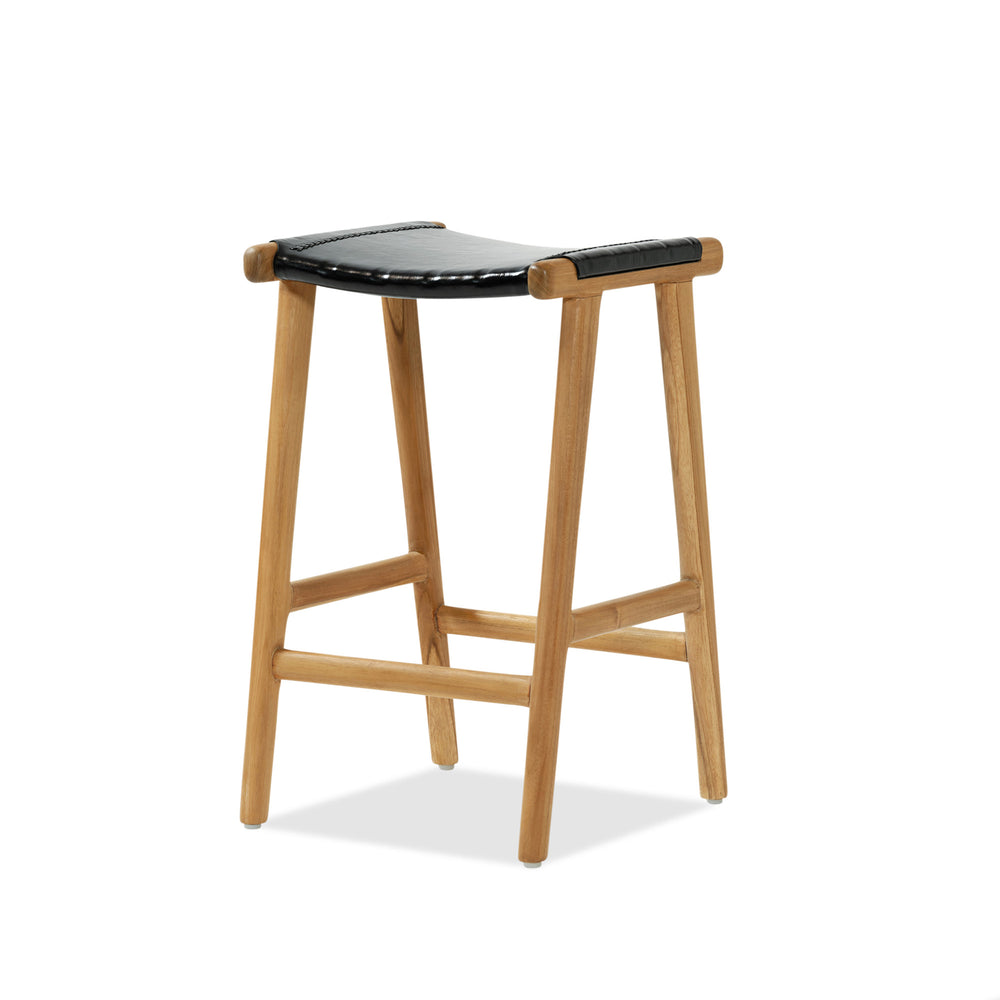 Jok Stool - Teak/Black Leather