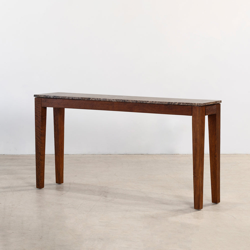 Buddha Console - Rustic Walnut/Choc Marble