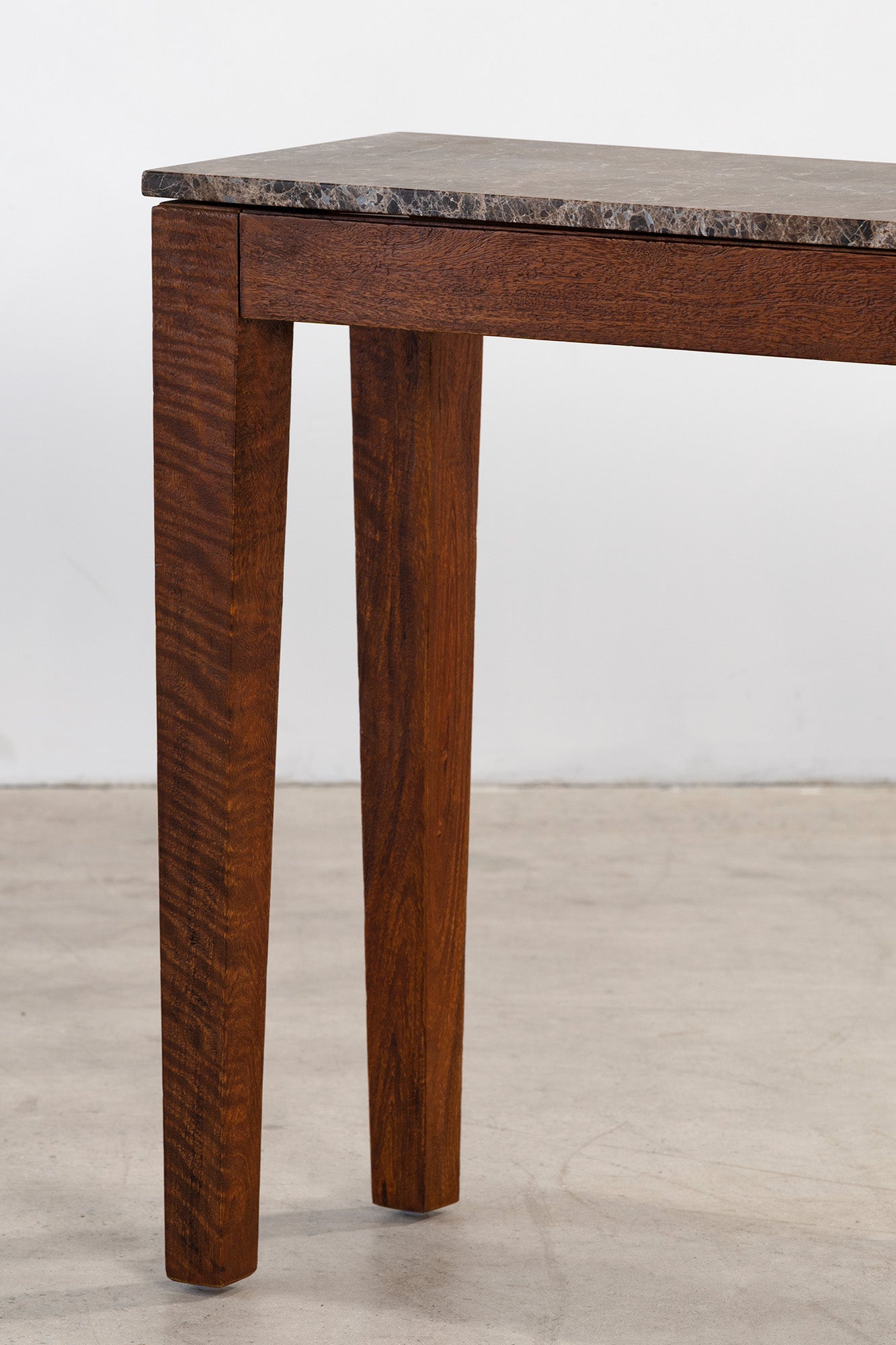 Buddha Console - Rustic Walnut/Choc Marble