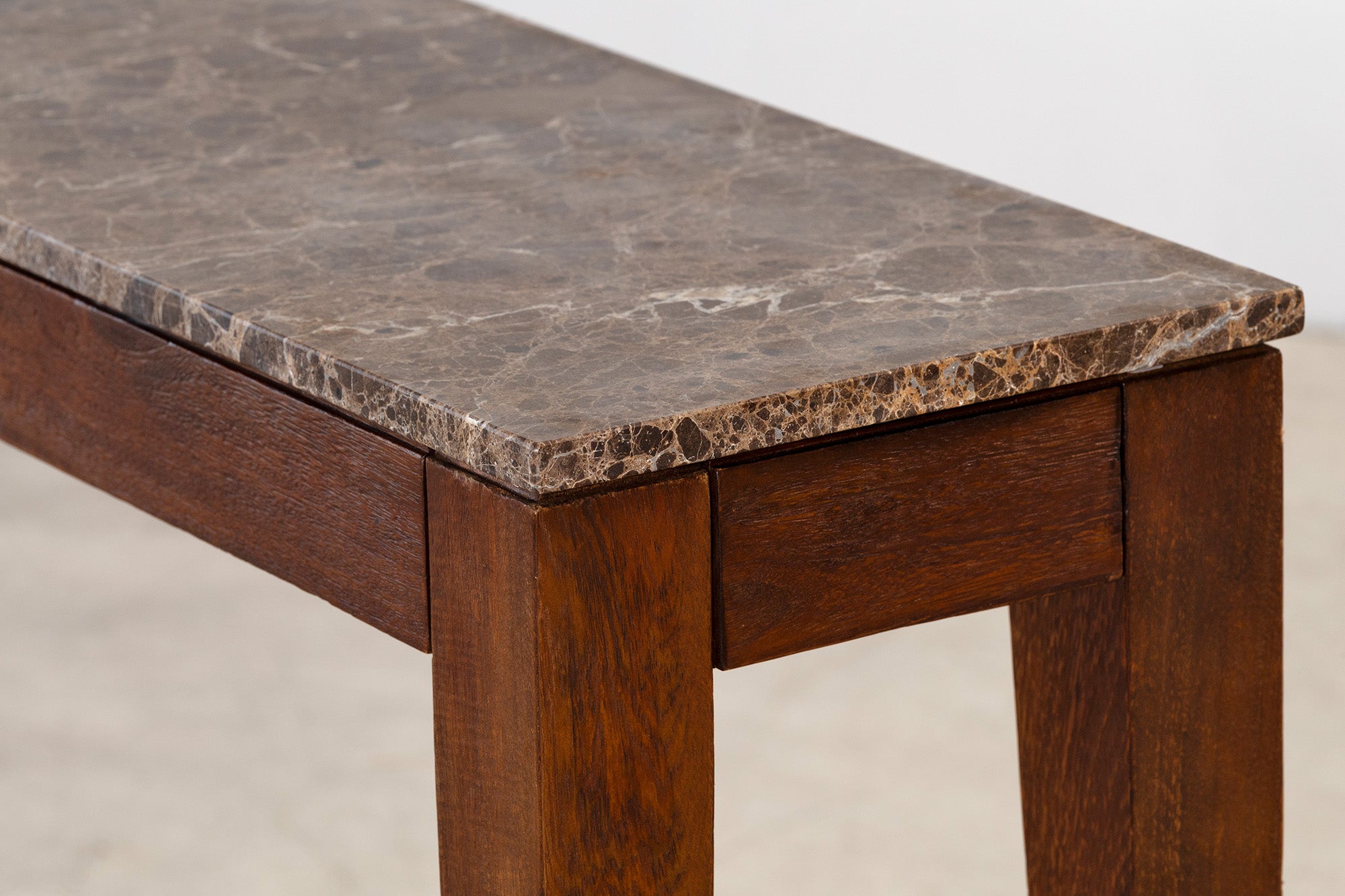 Buddha Console - Rustic Walnut/Choc Marble