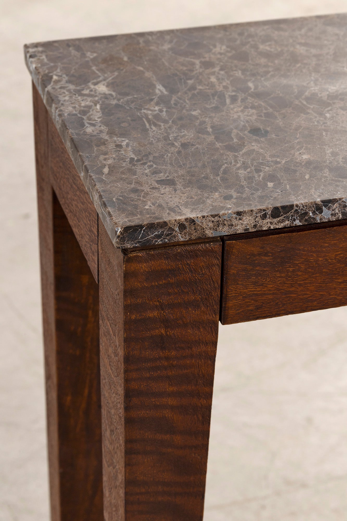 Buddha Console - Rustic Walnut/Choc Marble