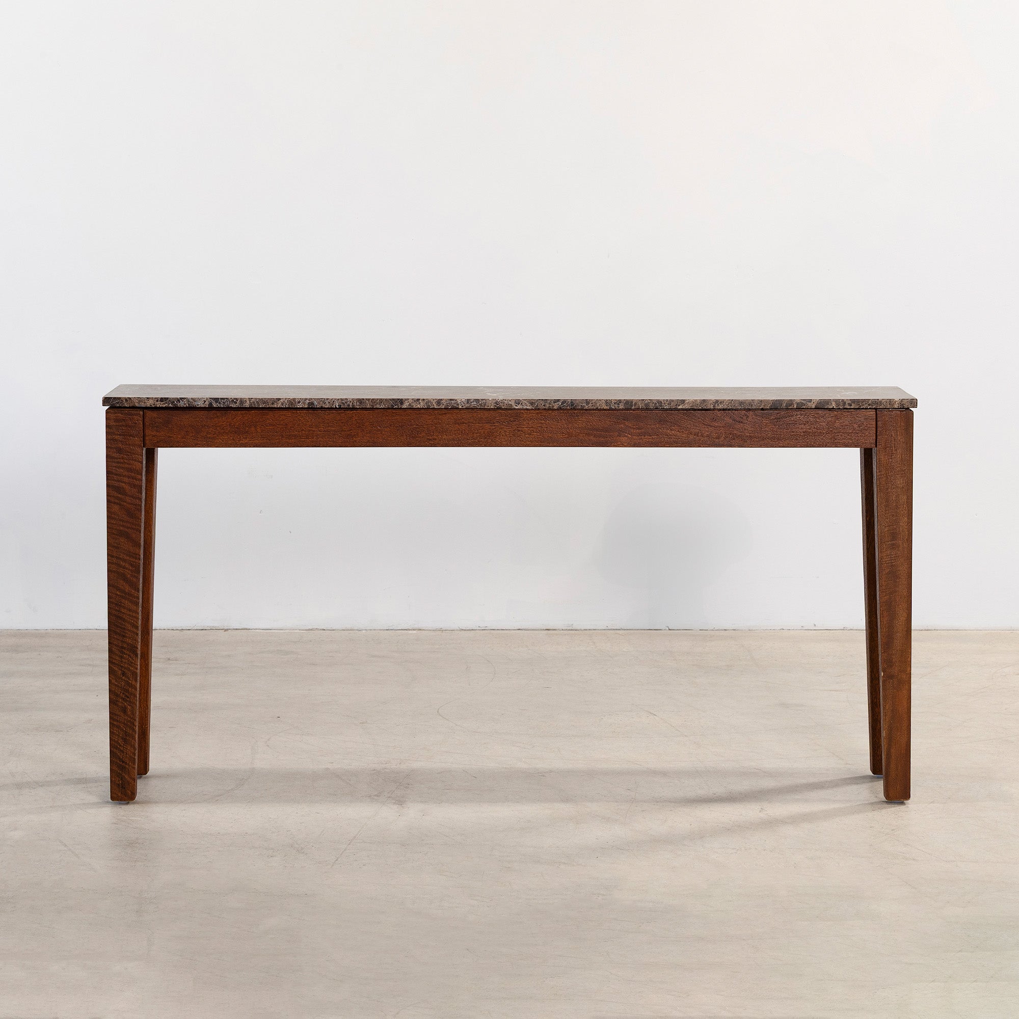 Buddha Console - Rustic Walnut/Choc Marble