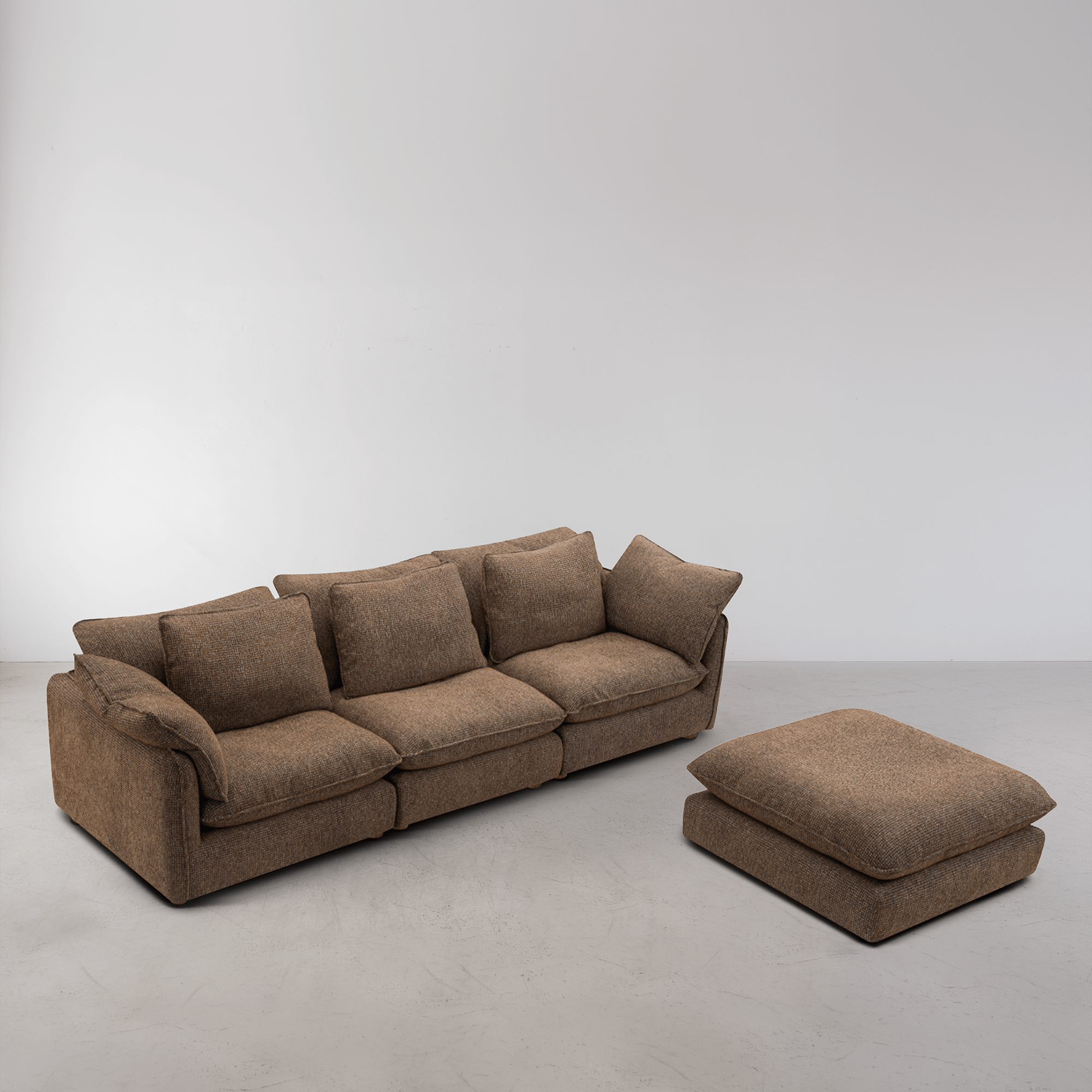 Kumo 4 Piece Modular Sofa (Ottoman) - Chocolate