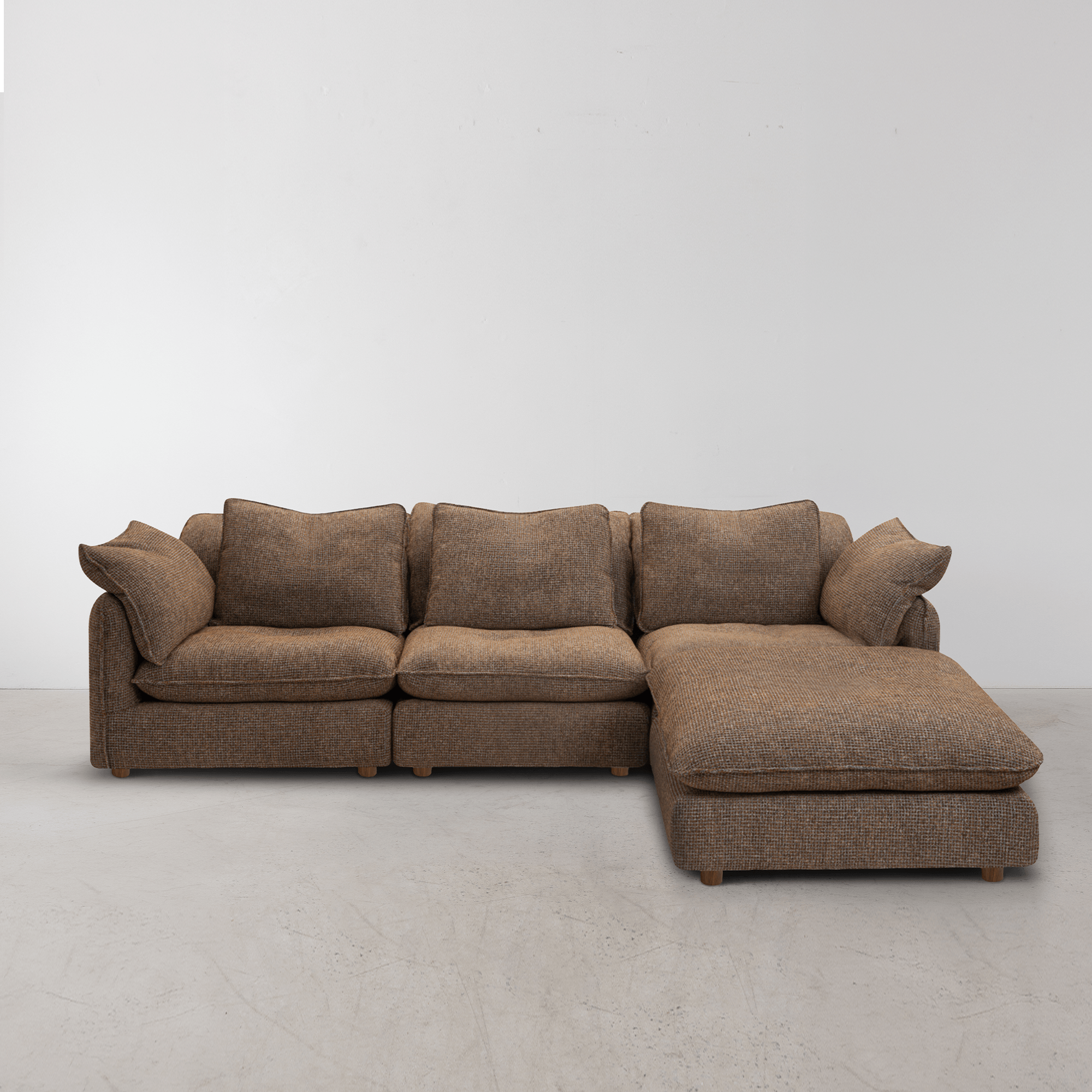 Kumo 4 Piece Modular Sofa (Ottoman) - Chocolate