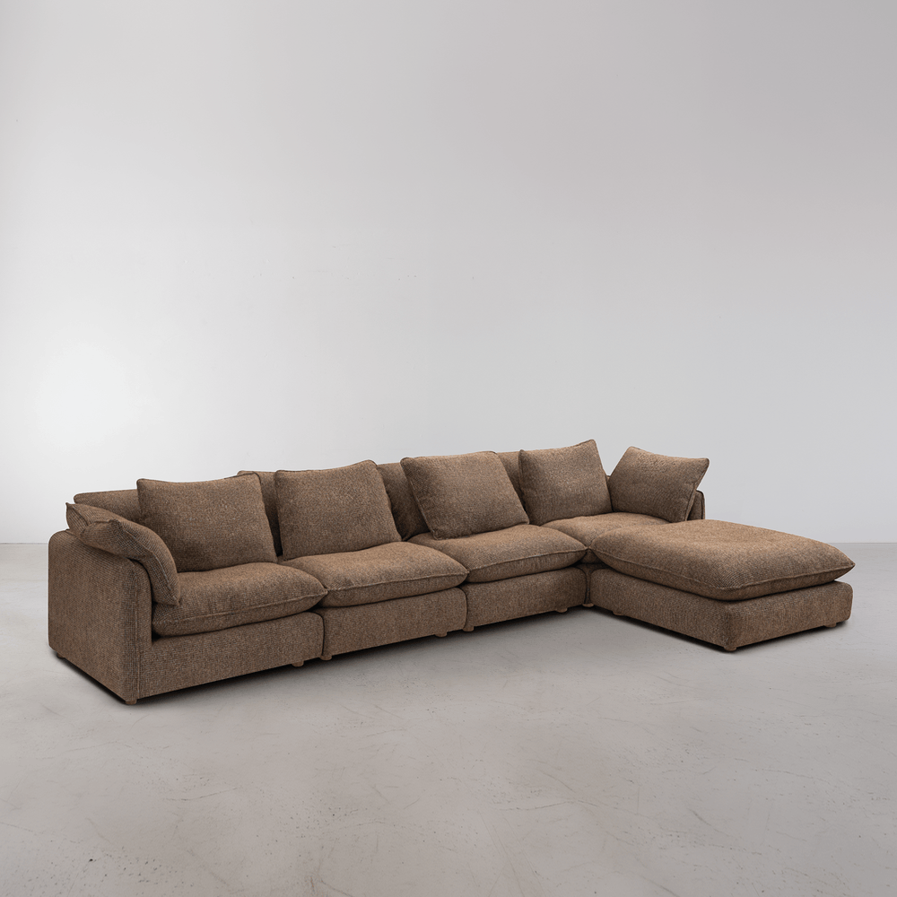 Kumo 5 Piece Modular Sofa (Ottoman) - Chocolate