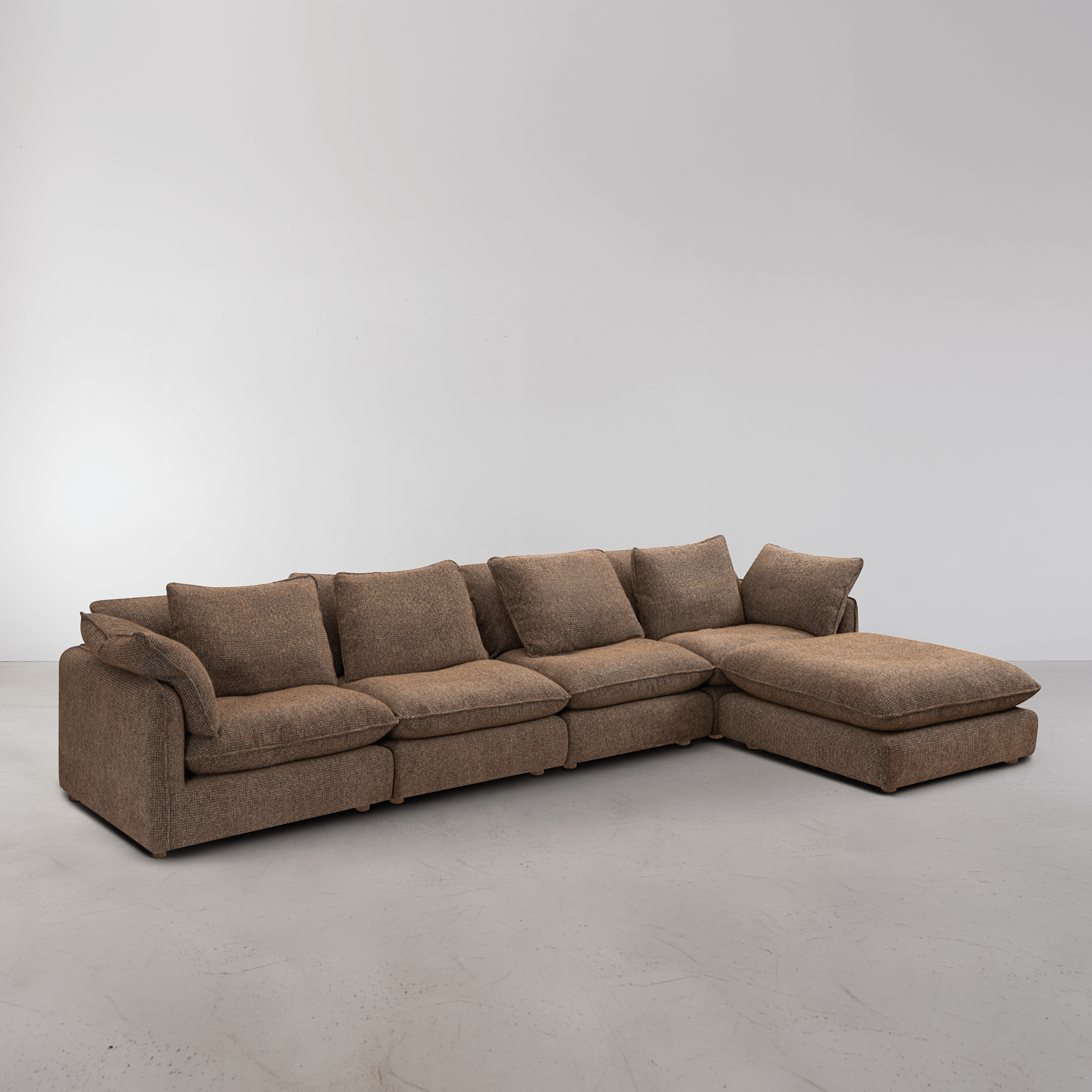 Kumo 5 Piece Modular Sofa (Ottoman) - Chocolate
