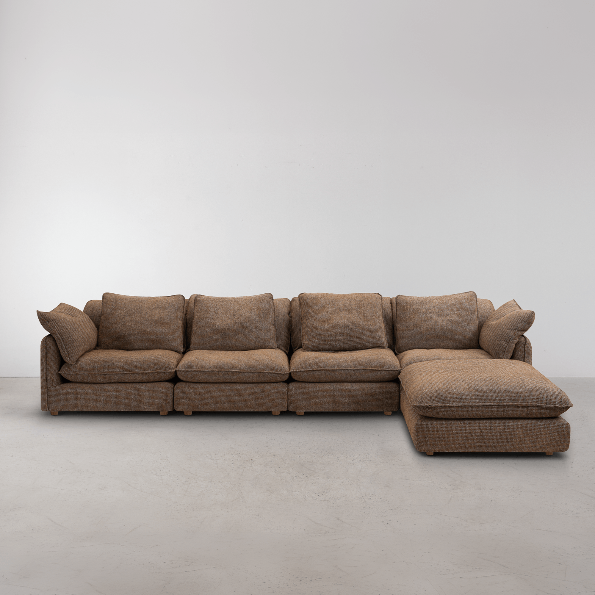Kumo 5 Piece Modular Sofa (Ottoman) - Chocolate