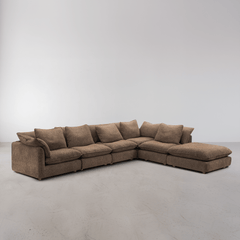 Kumo 6 Piece Modular Sofa (Ottoman) - Chocolate