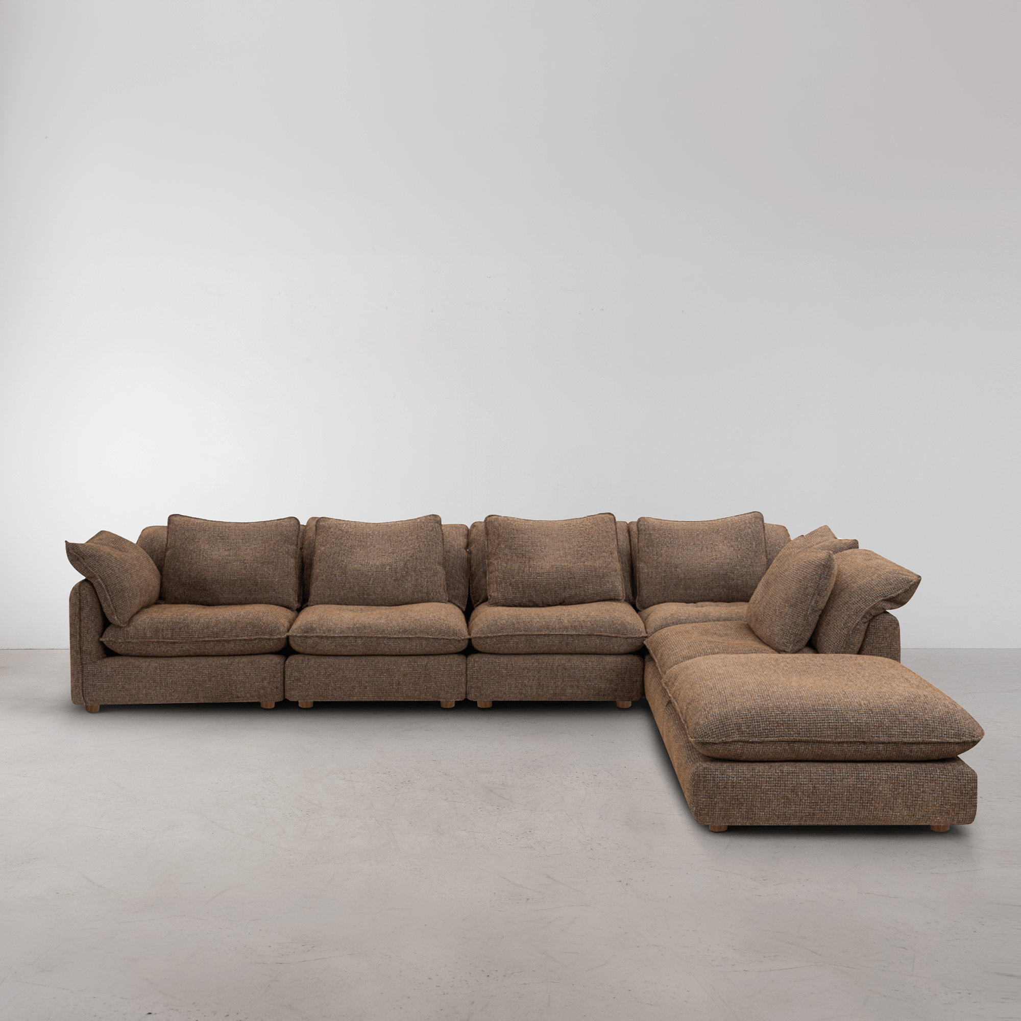 Kumo 6 Piece Modular Sofa (Ottoman) - Chocolate