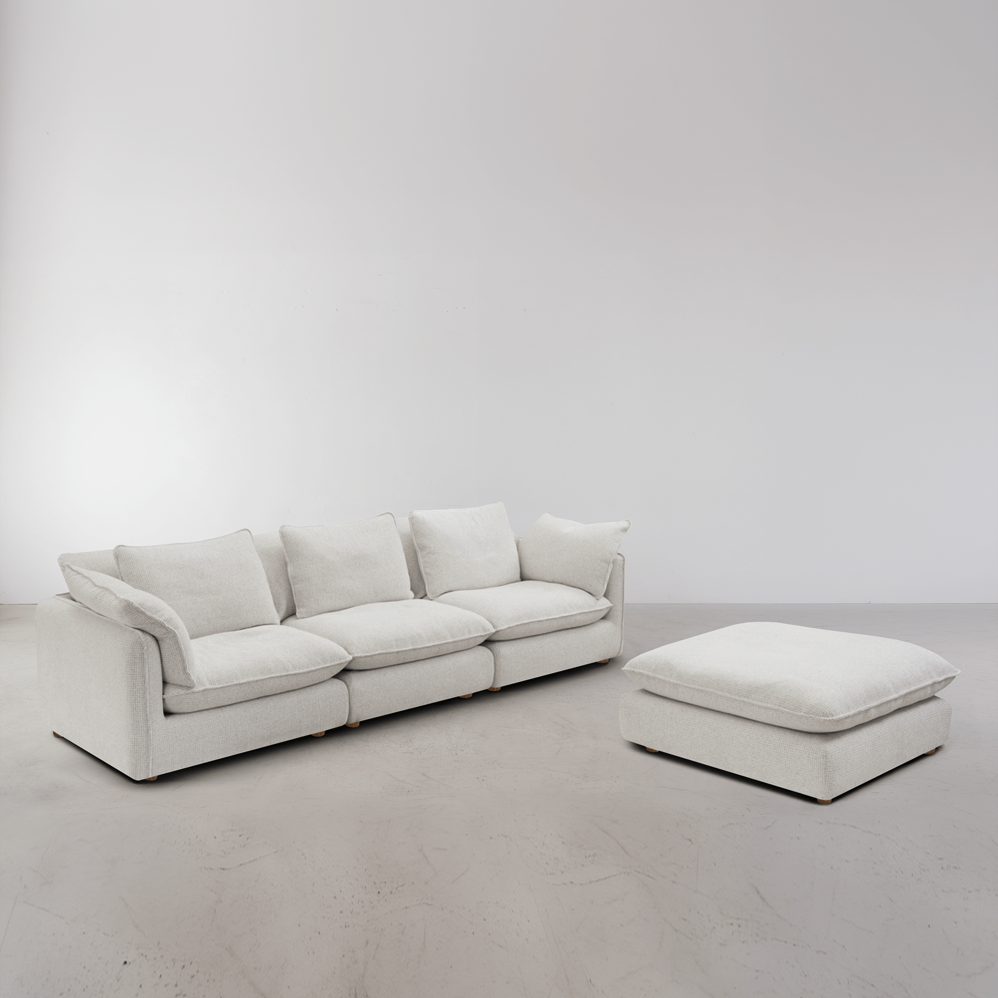 Kumo 4 Piece Modular Sofa (Ottoman) - Cream