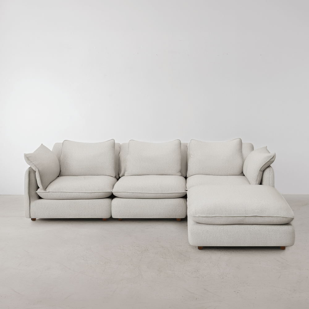 Kumo 4 Piece Modular Sofa (Ottoman) - Cream