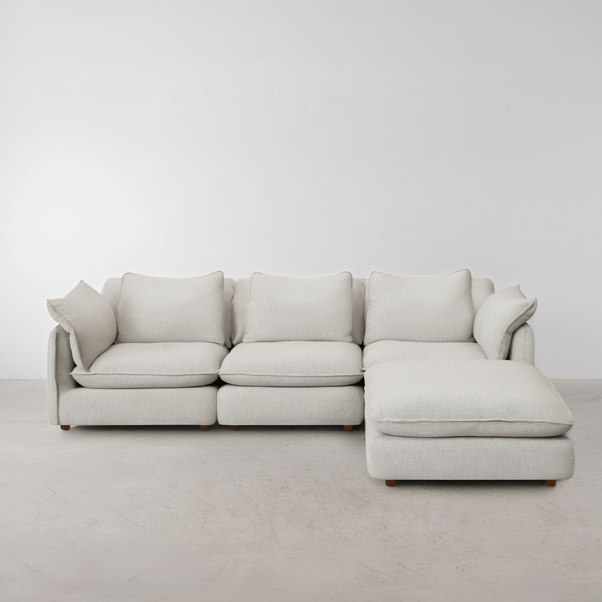 Kumo 4 Piece Modular Sofa (Ottoman) - Cream