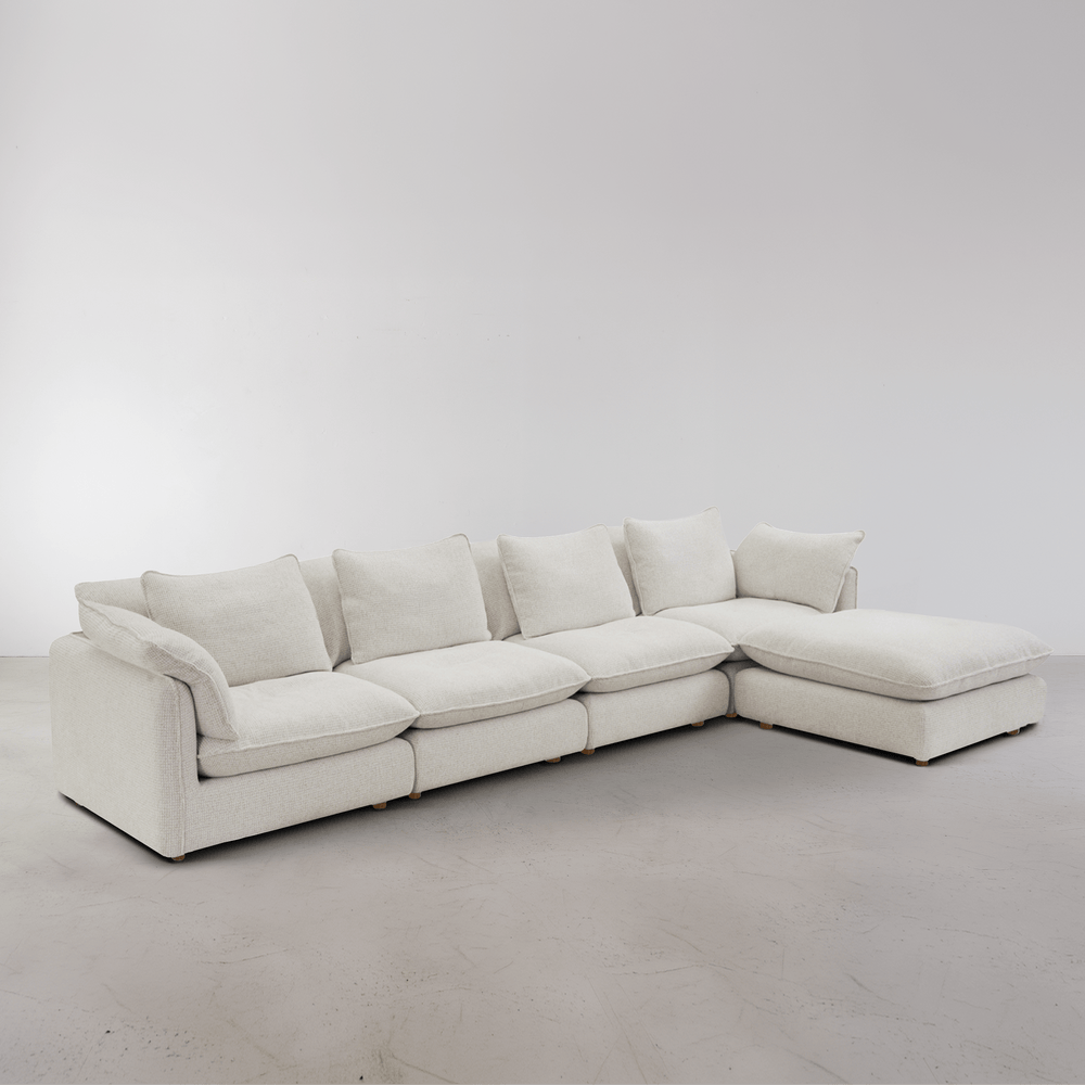 Kumo 5 Piece Modular Sofa (Ottoman) - Cream