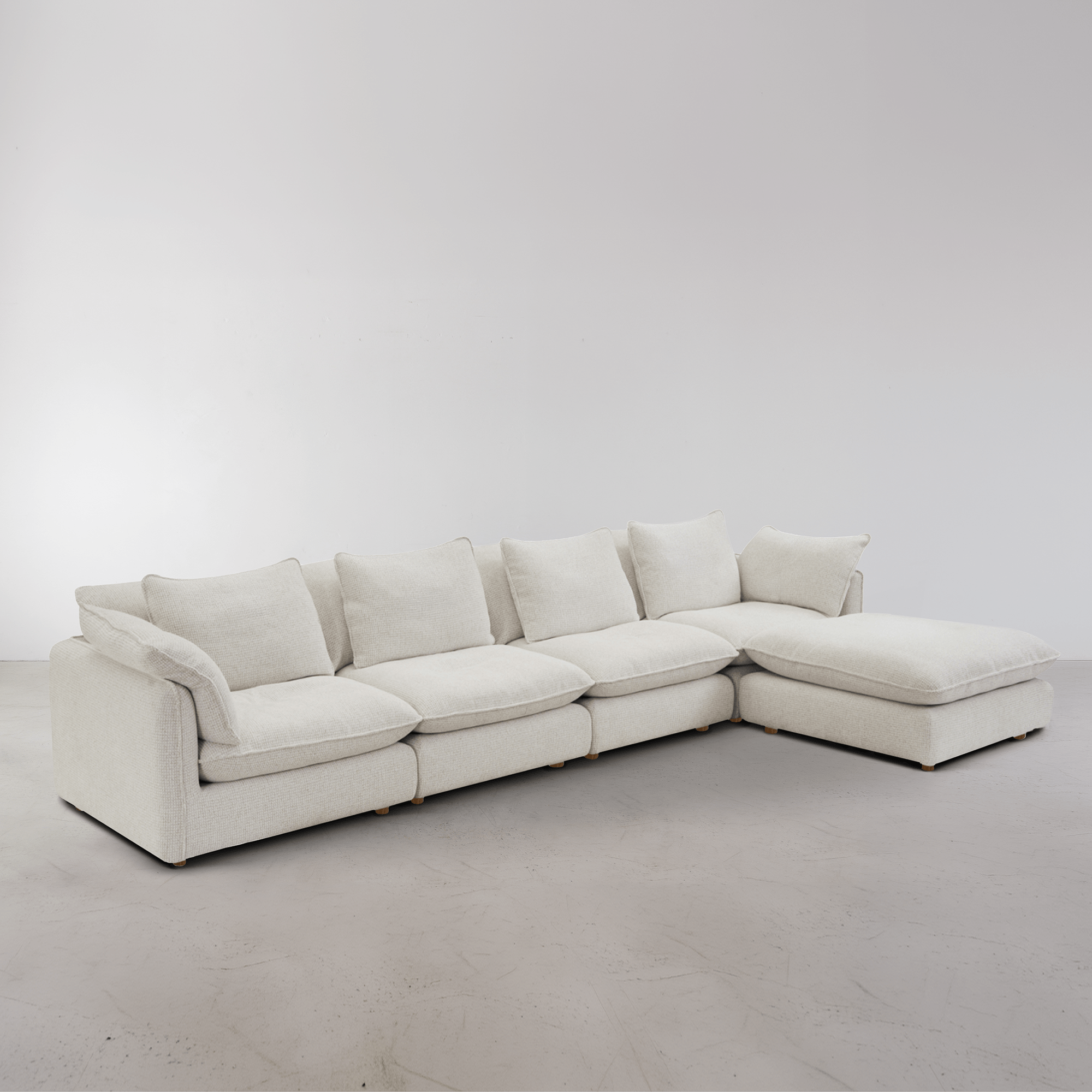 Kumo 5 Piece Modular Sofa (Ottoman) - Cream