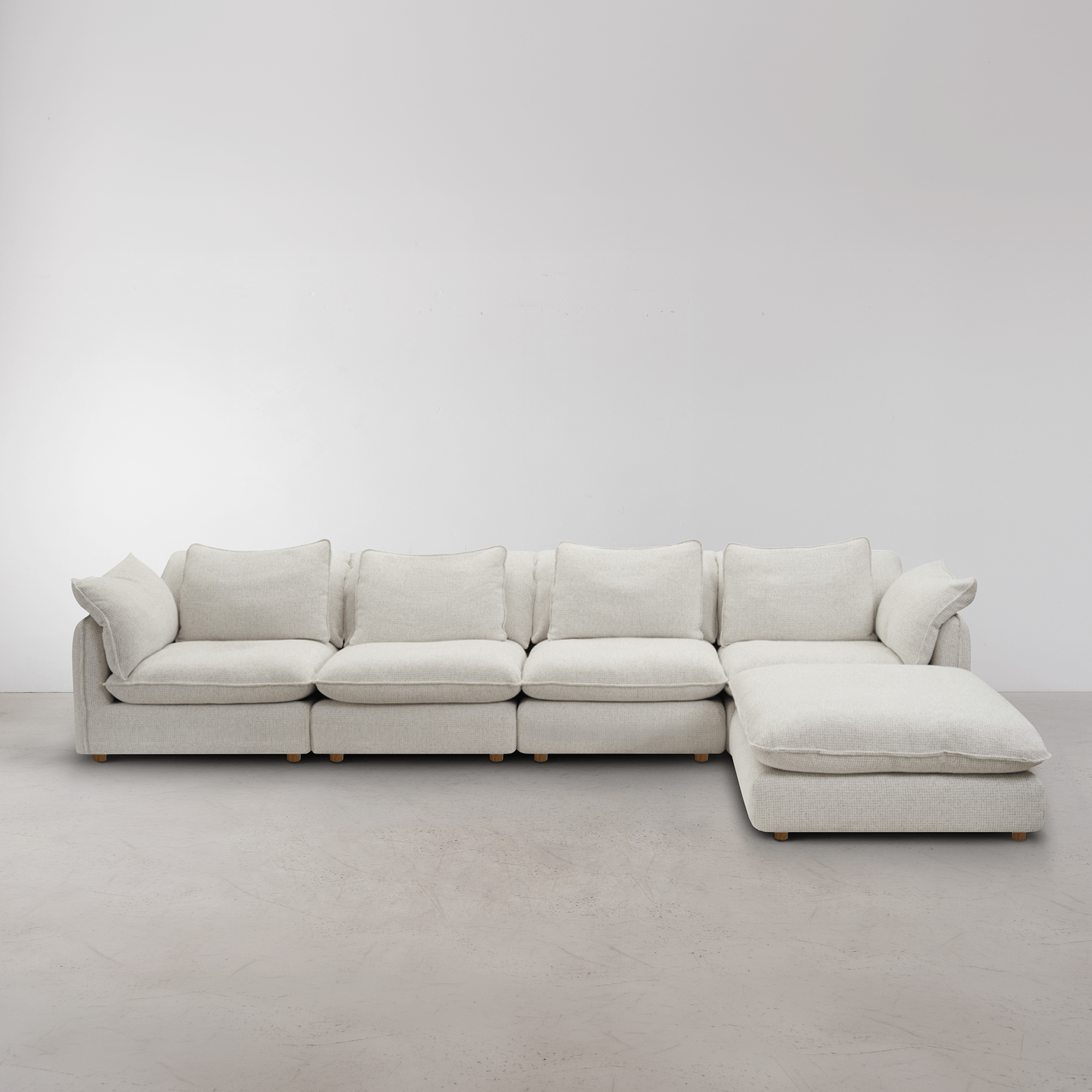 Kumo 5 Piece Modular Sofa (Ottoman) - Cream