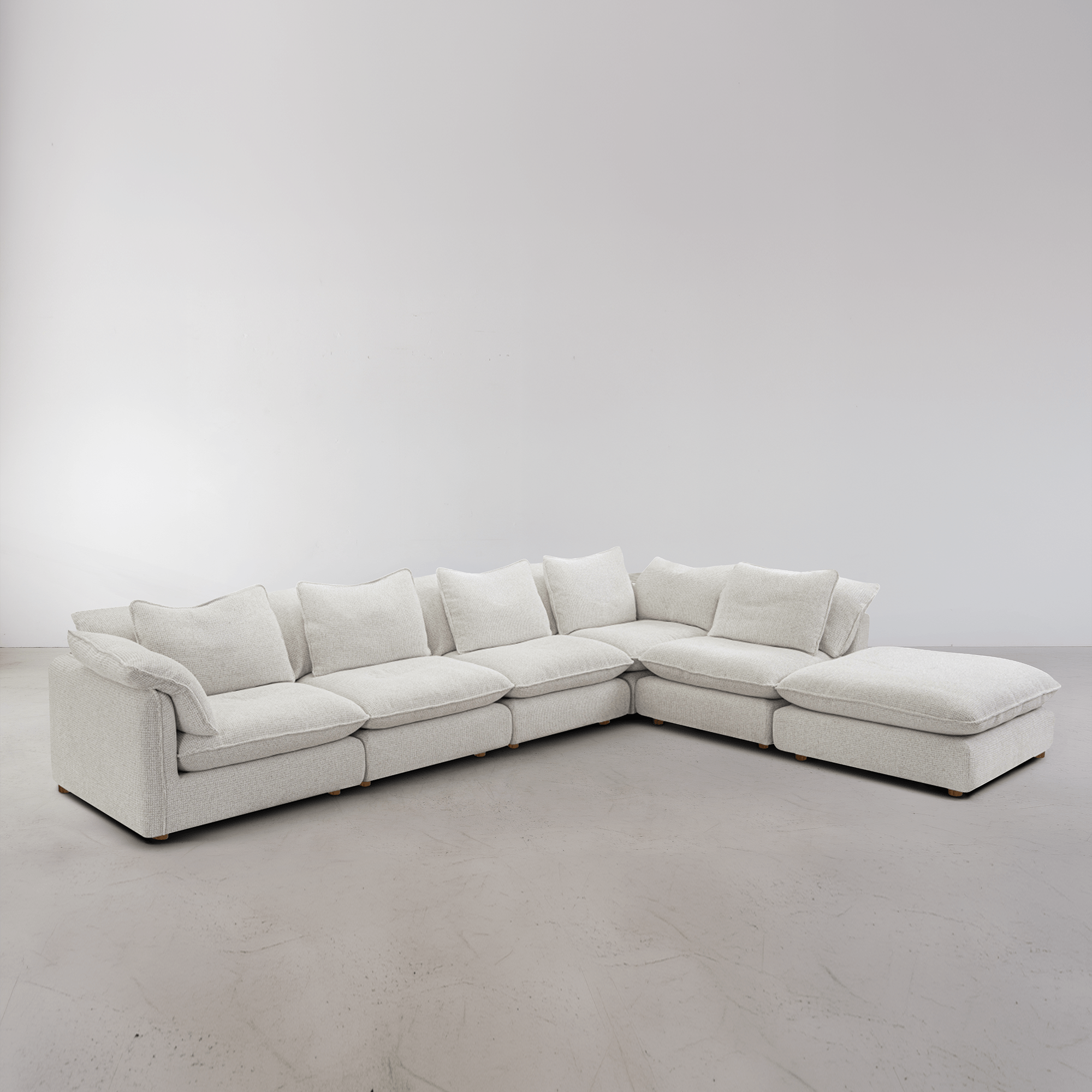 Kumo 6 Piece Modular Sofa (Ottoman) - Cream