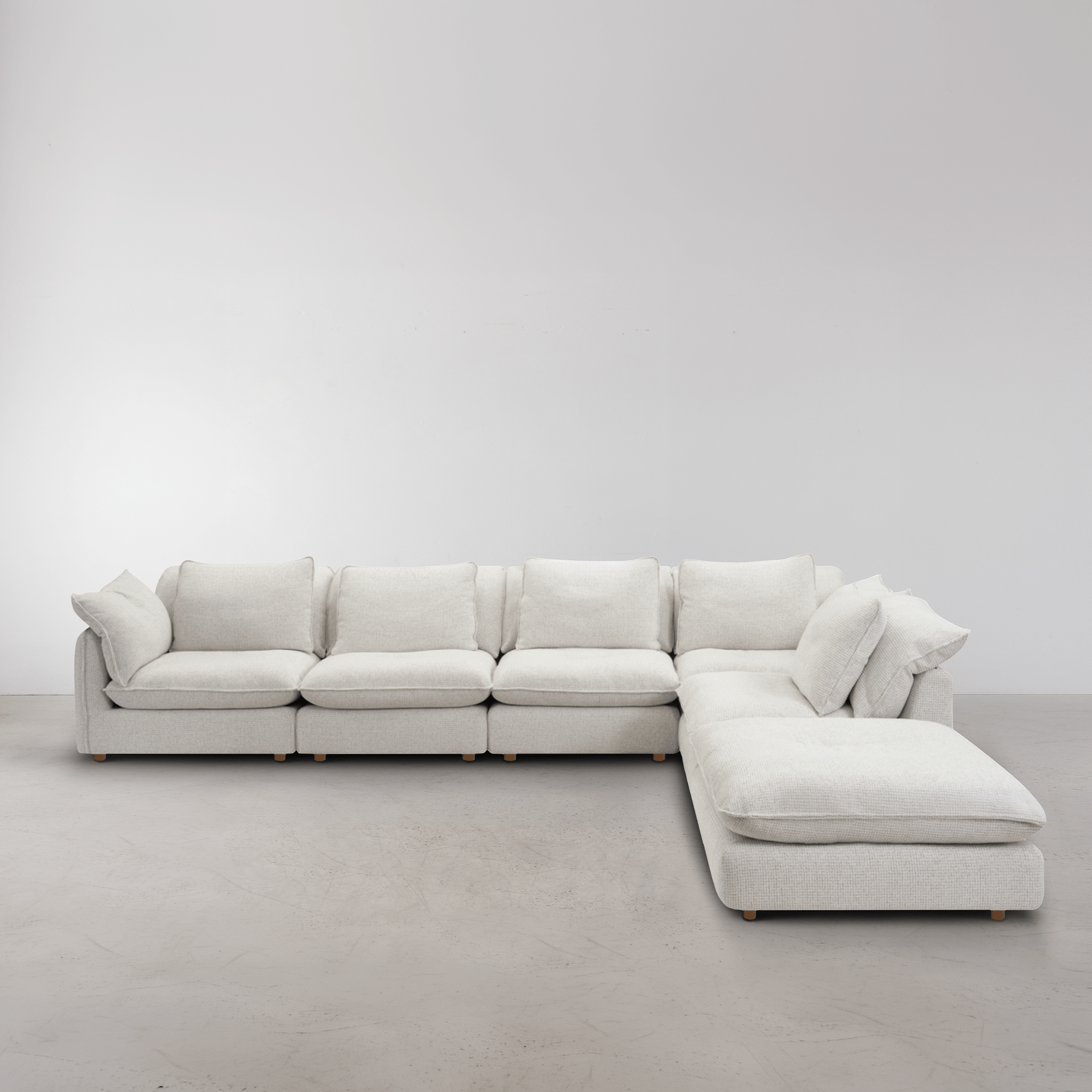 Kumo 6 Piece Modular Sofa (Ottoman) - Cream