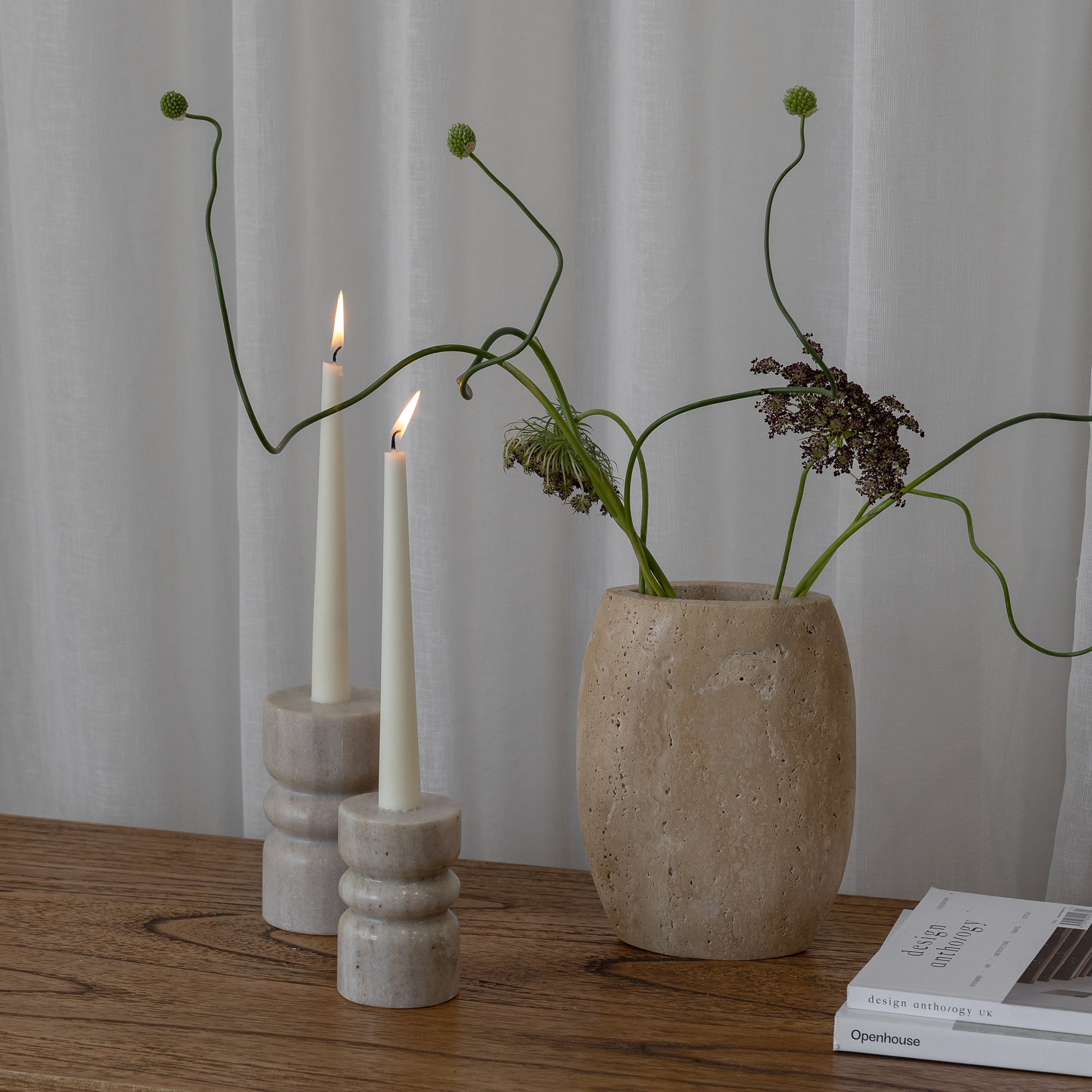 Marble Candle Holder - Natural Marble