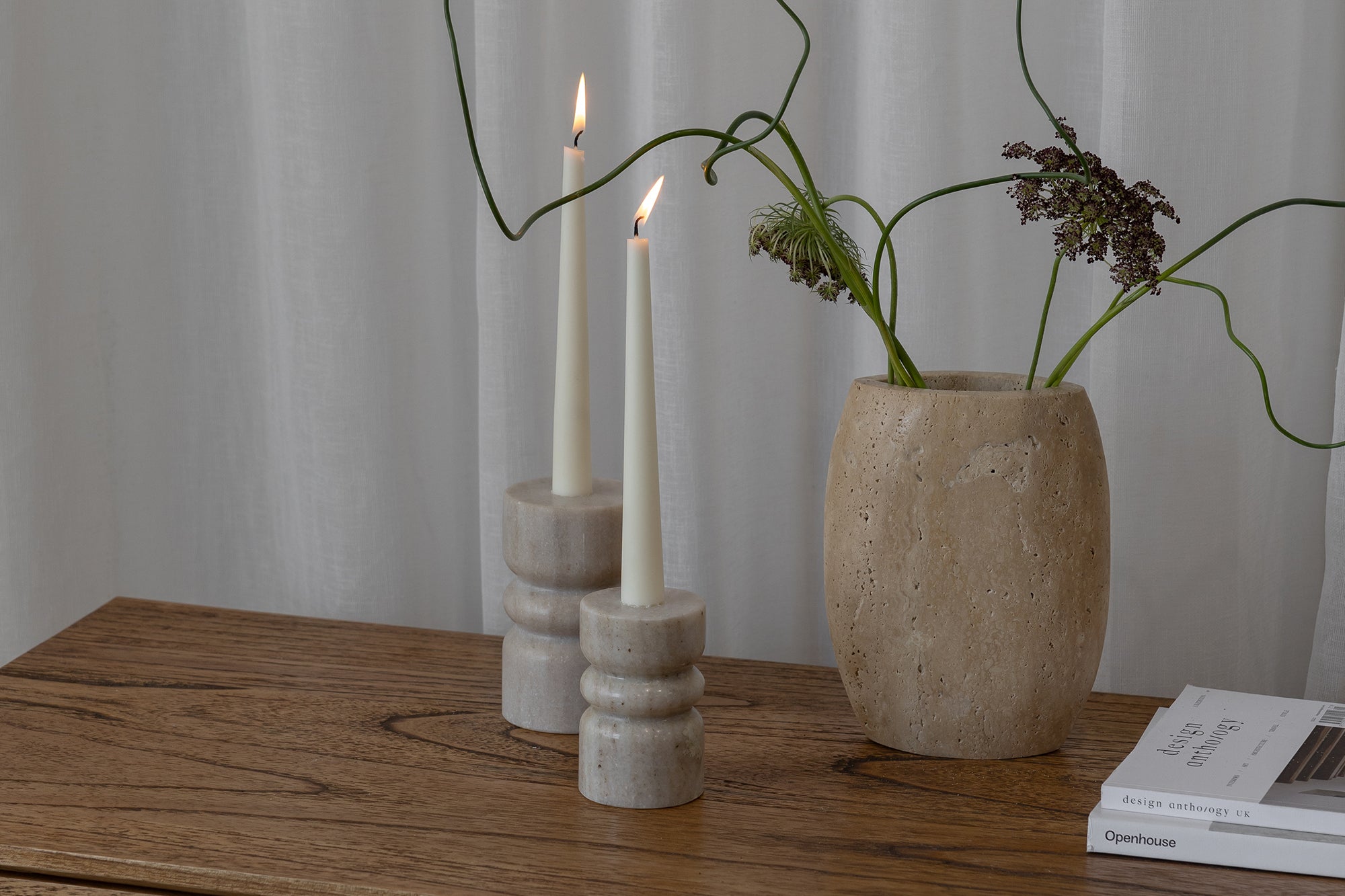 Marble Candle Holder - Natural Marble