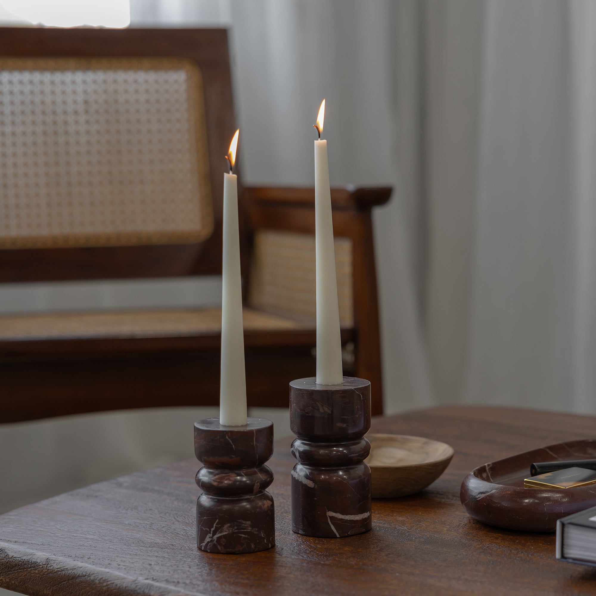 Marble Candle Holder - Red Levanto