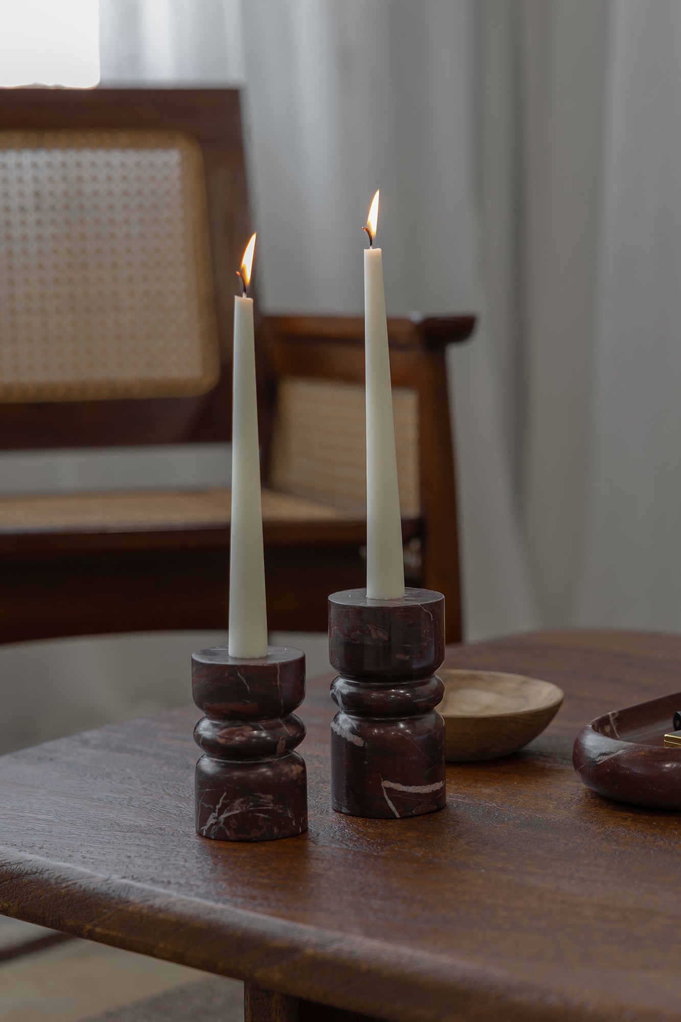 Marble Candle Holder - Red Levanto