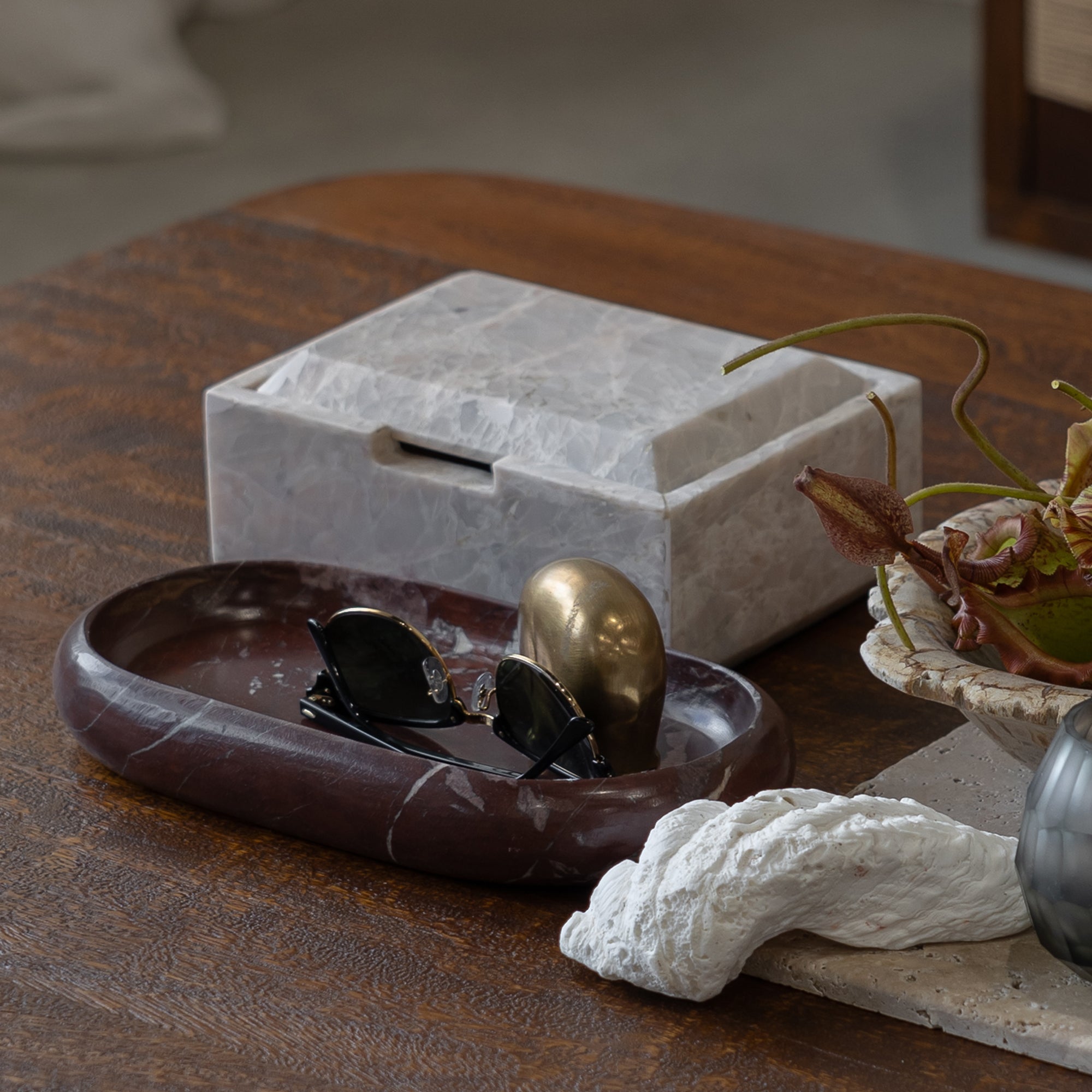 Marble Oval Tray - Red Levanto