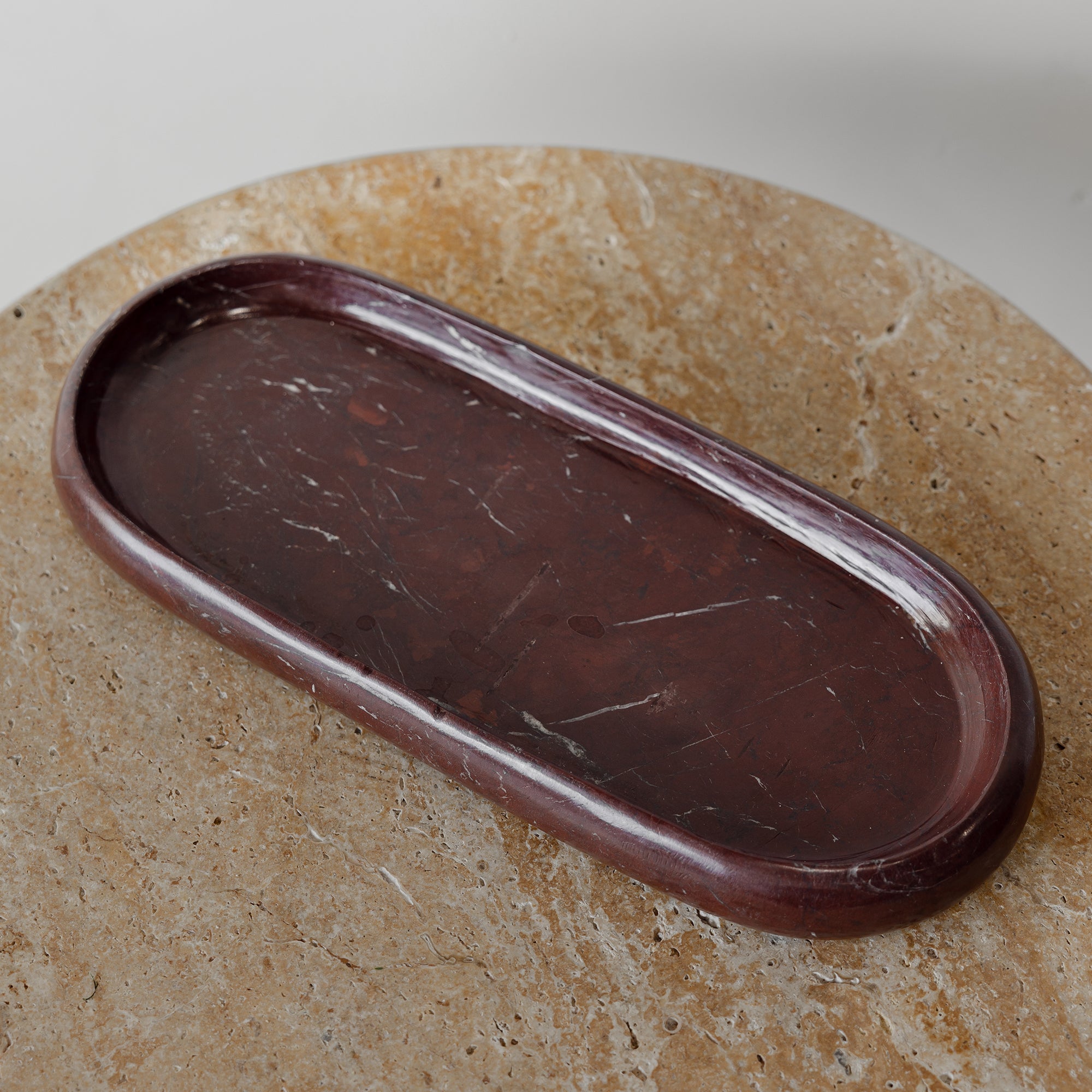 Marble Oval Tray - Red Levanto