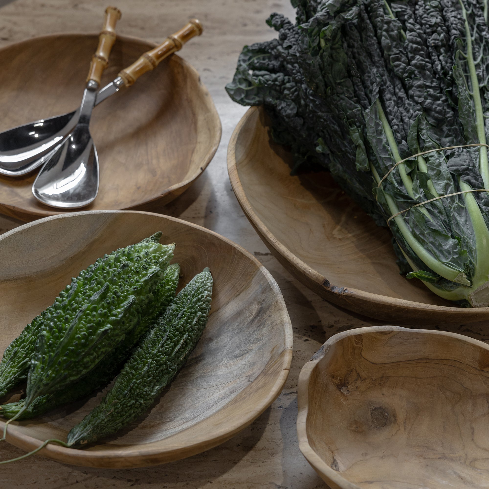 Teak Fruit Bowl - Raw