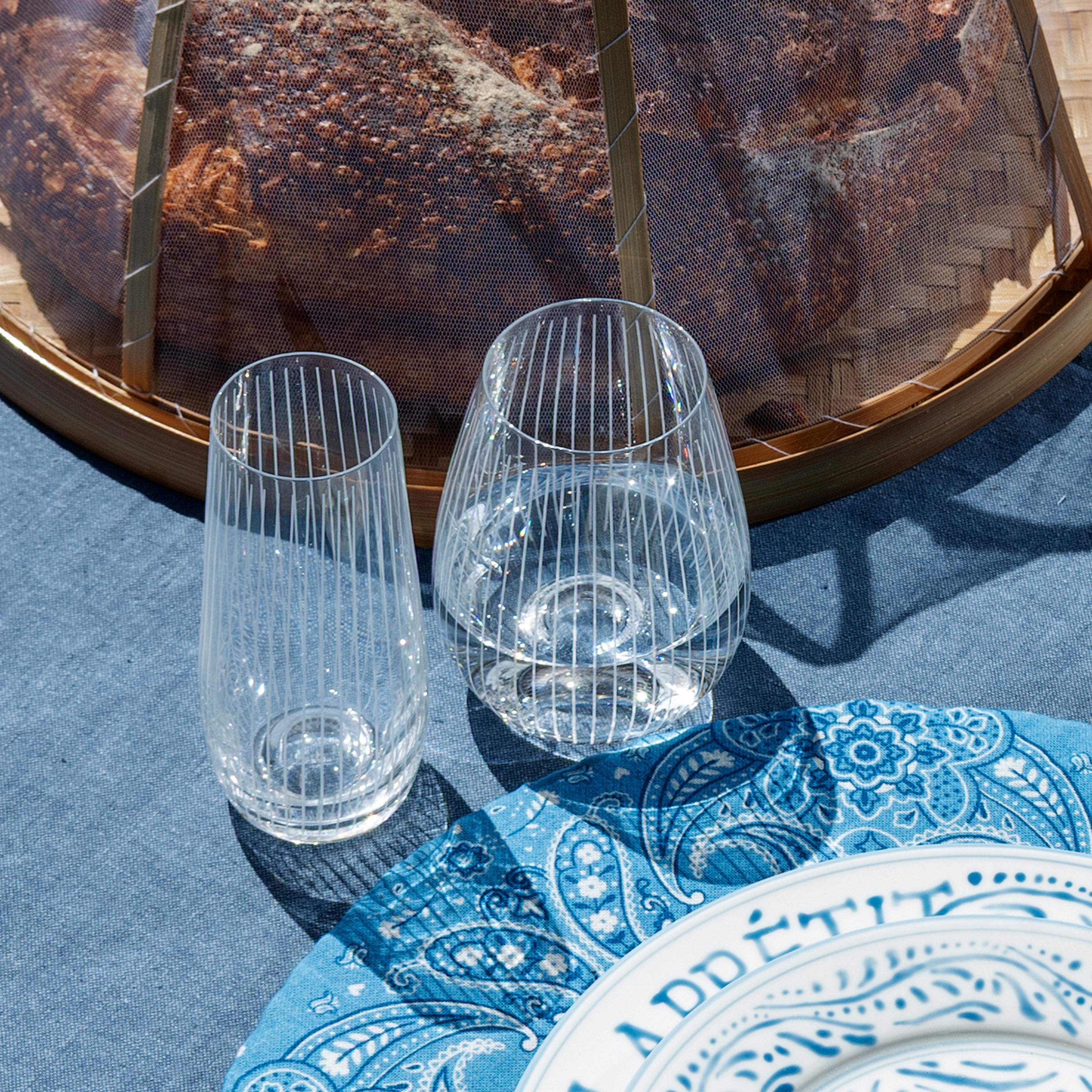 Striped Etched Glassware