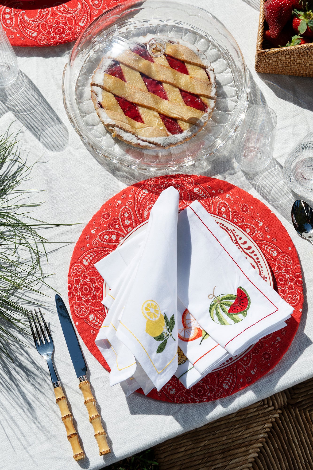 Embroidered Fruit Napkins