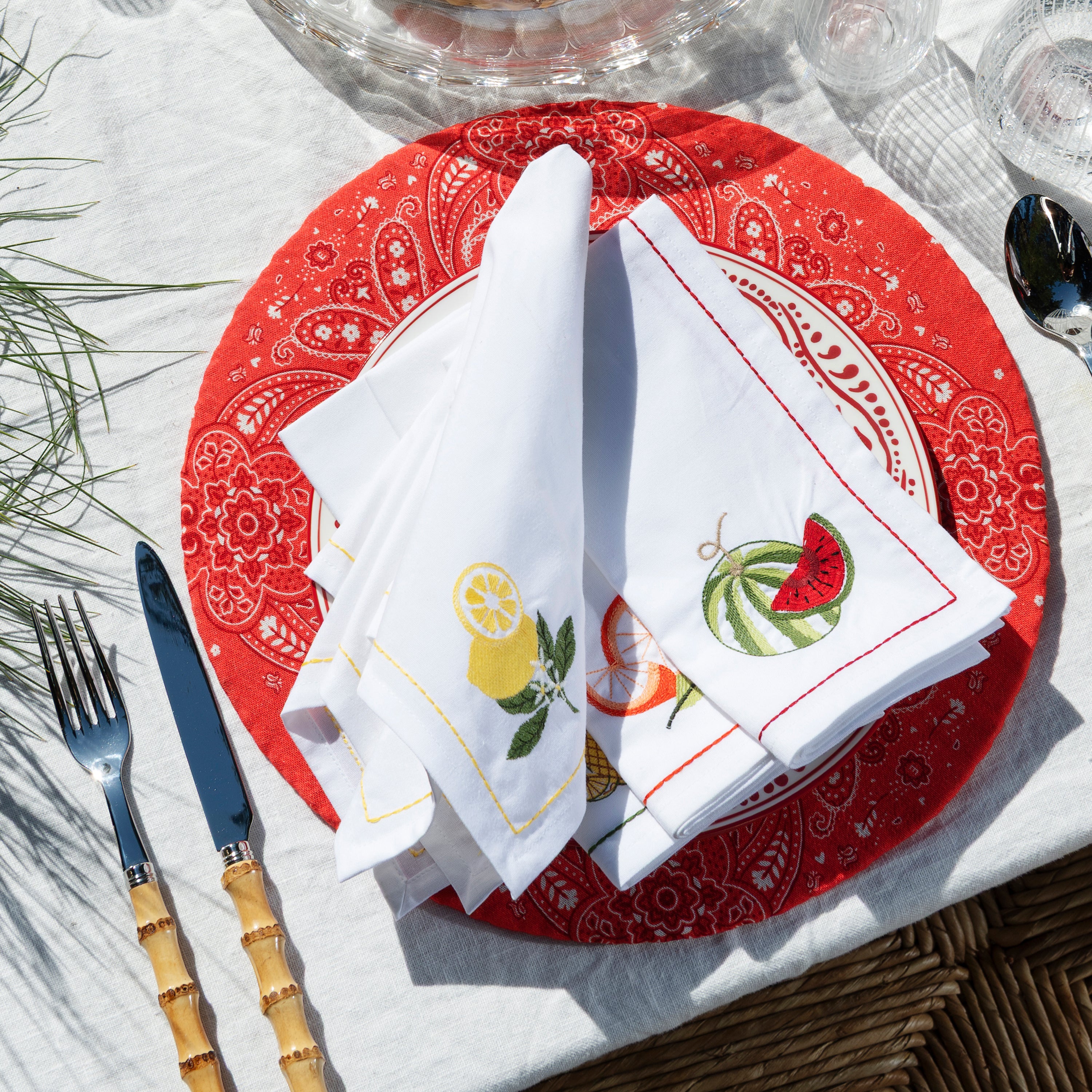 Embroidered Fruit Napkins