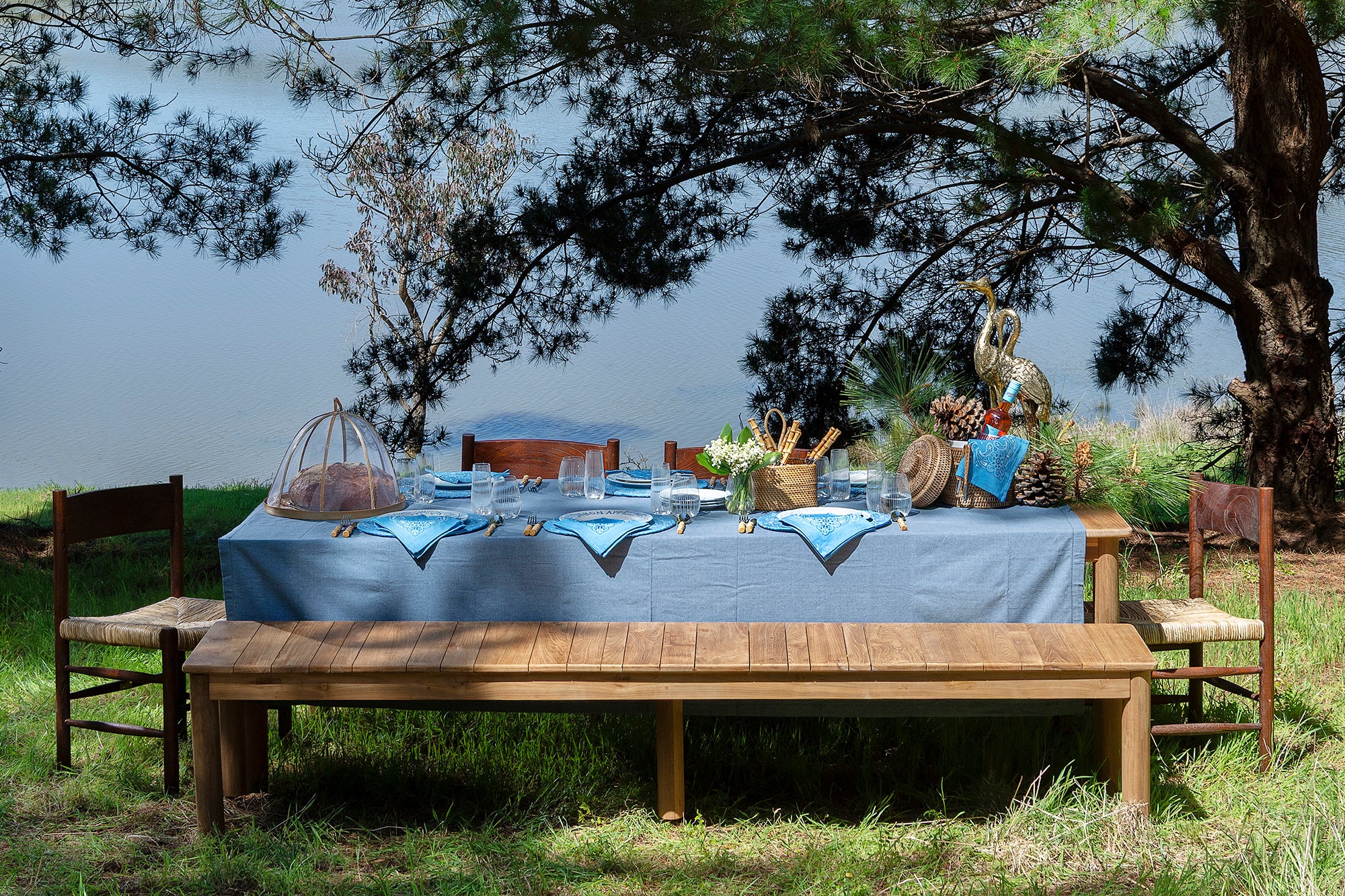 Monaco Tablecloth & Serviettes - Denim