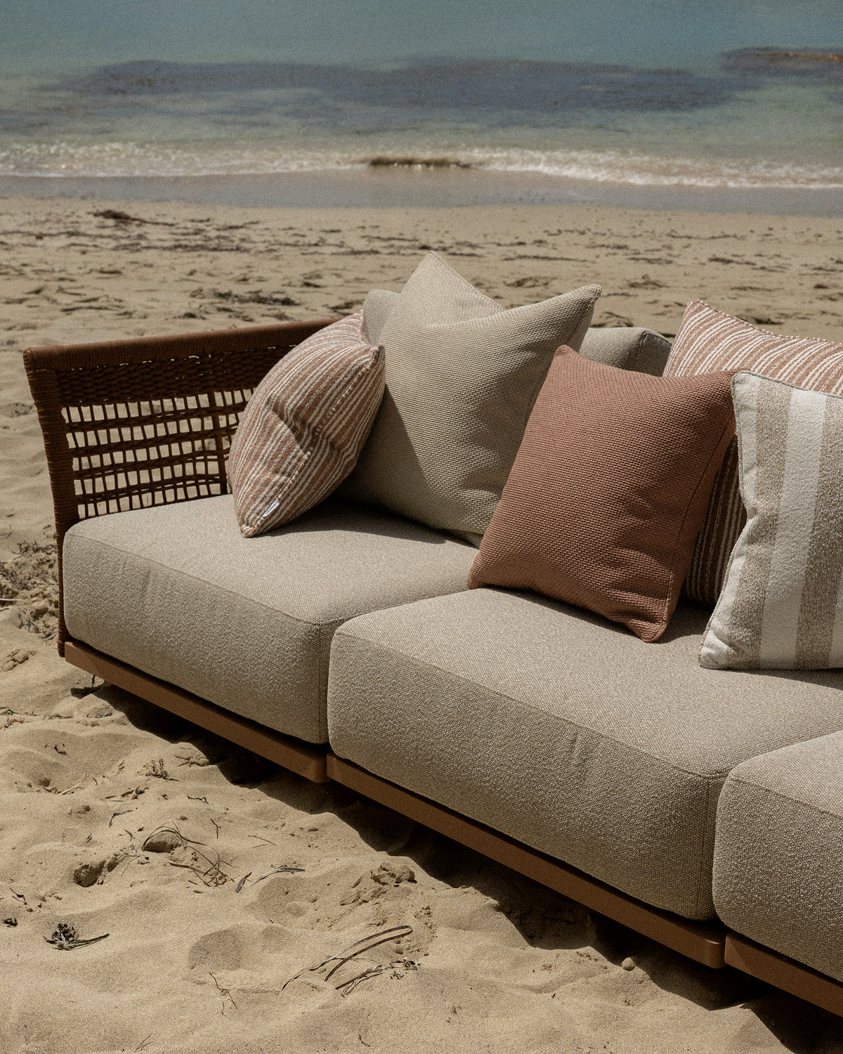 Calypso Outdoor Thick Stripe Cushion - Sesame
