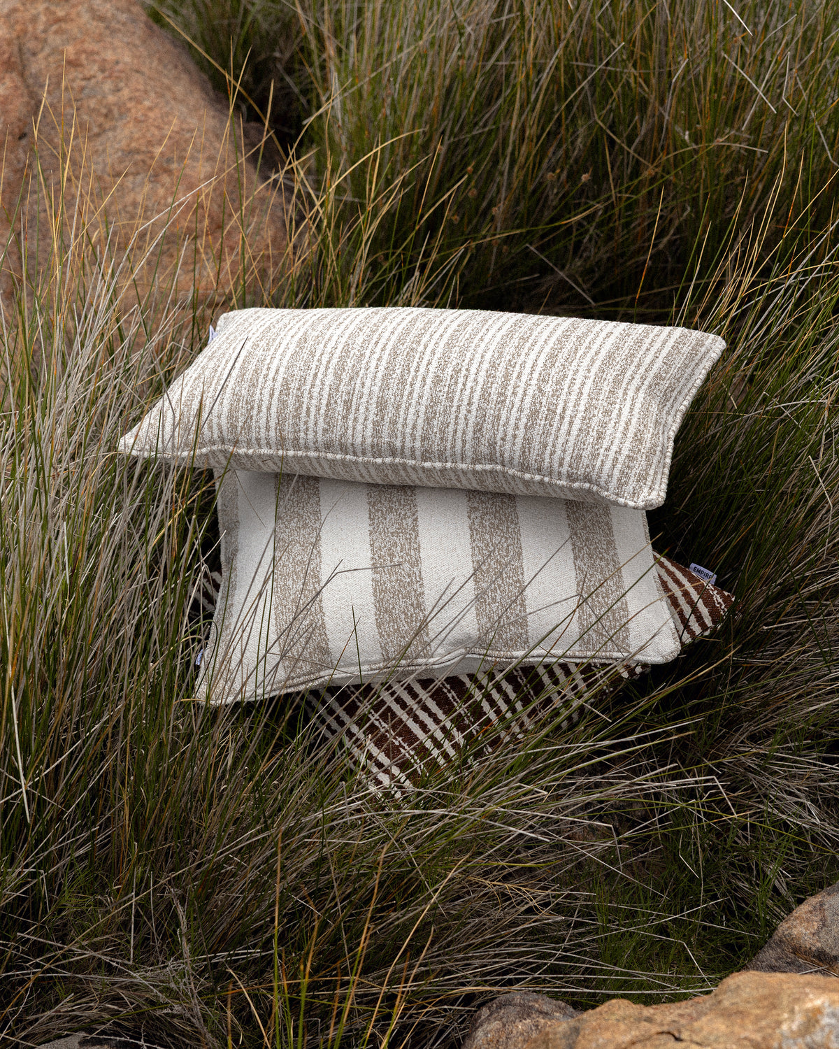 Calypso Outdoor Fine Stripe Cushion - Sesame