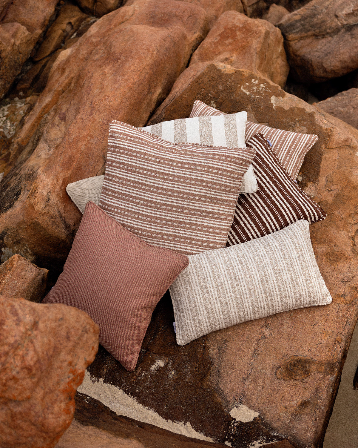 Calypso Outdoor Fine Stripe Cushion - Guava