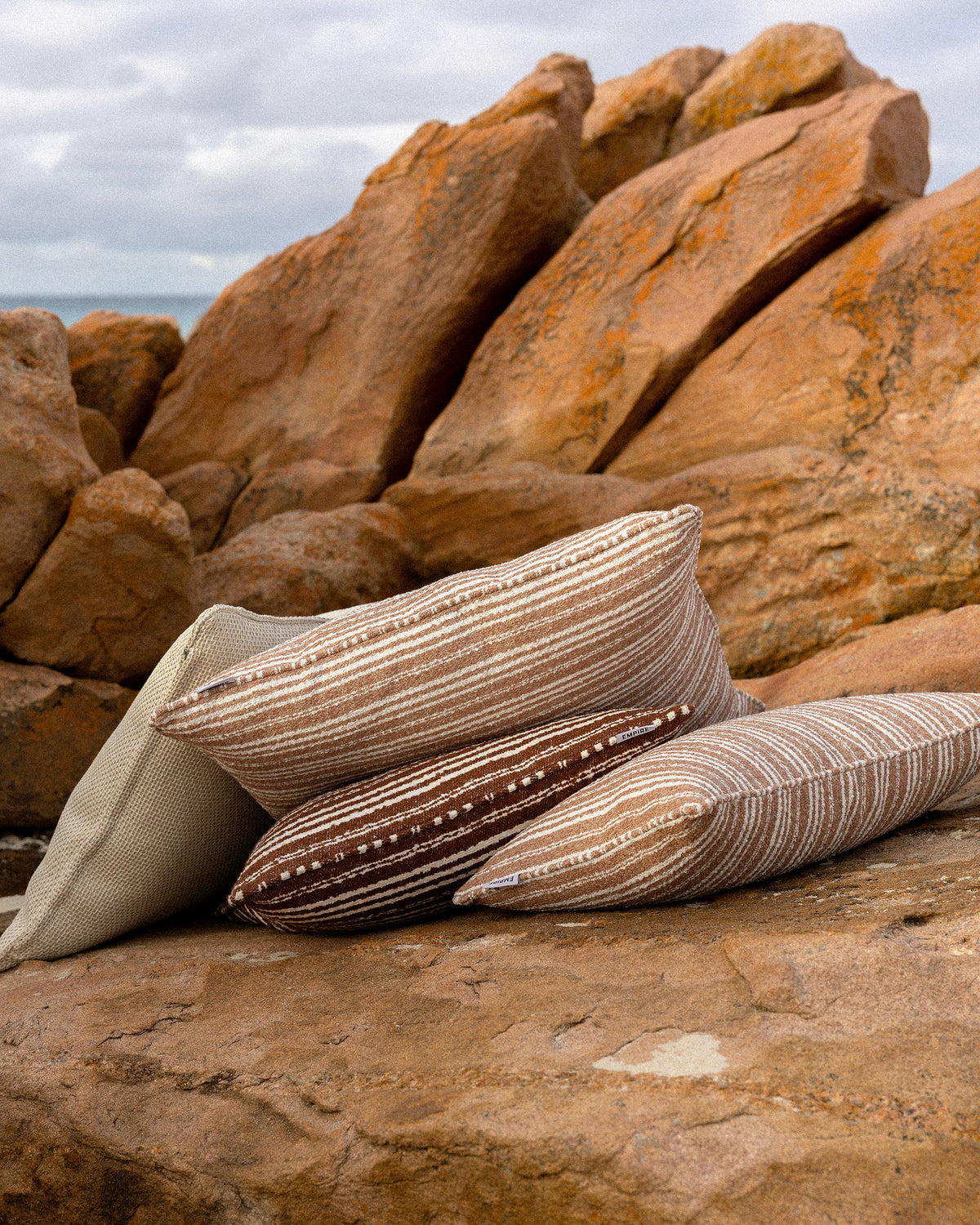 Calypso Outdoor Fine Stripe Cushion - Sesame