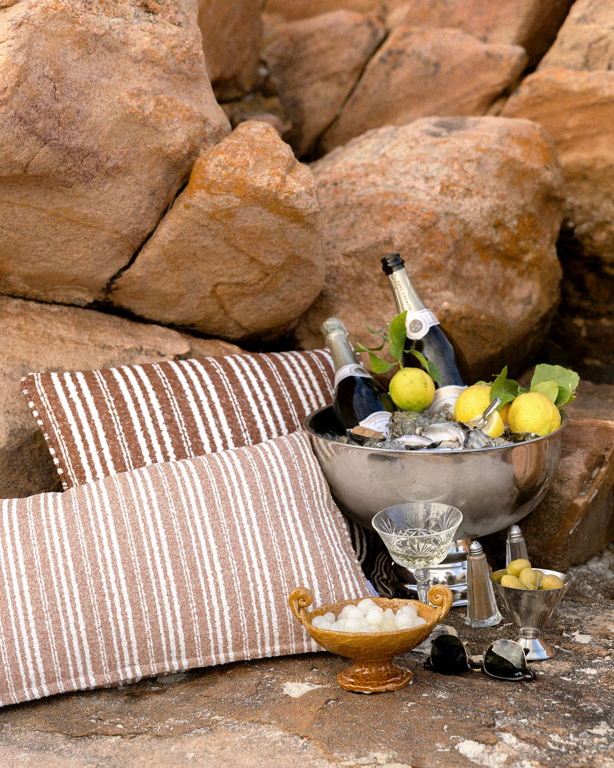 Calypso Outdoor Fine Stripe Cushion - Guava