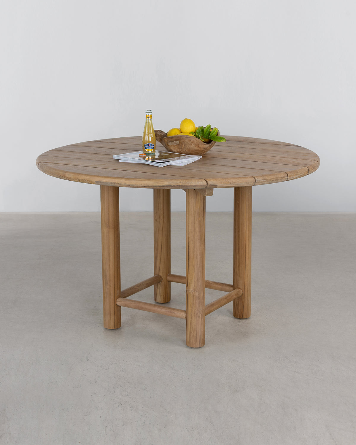 Vista Round Slatted Dining Table - Natural