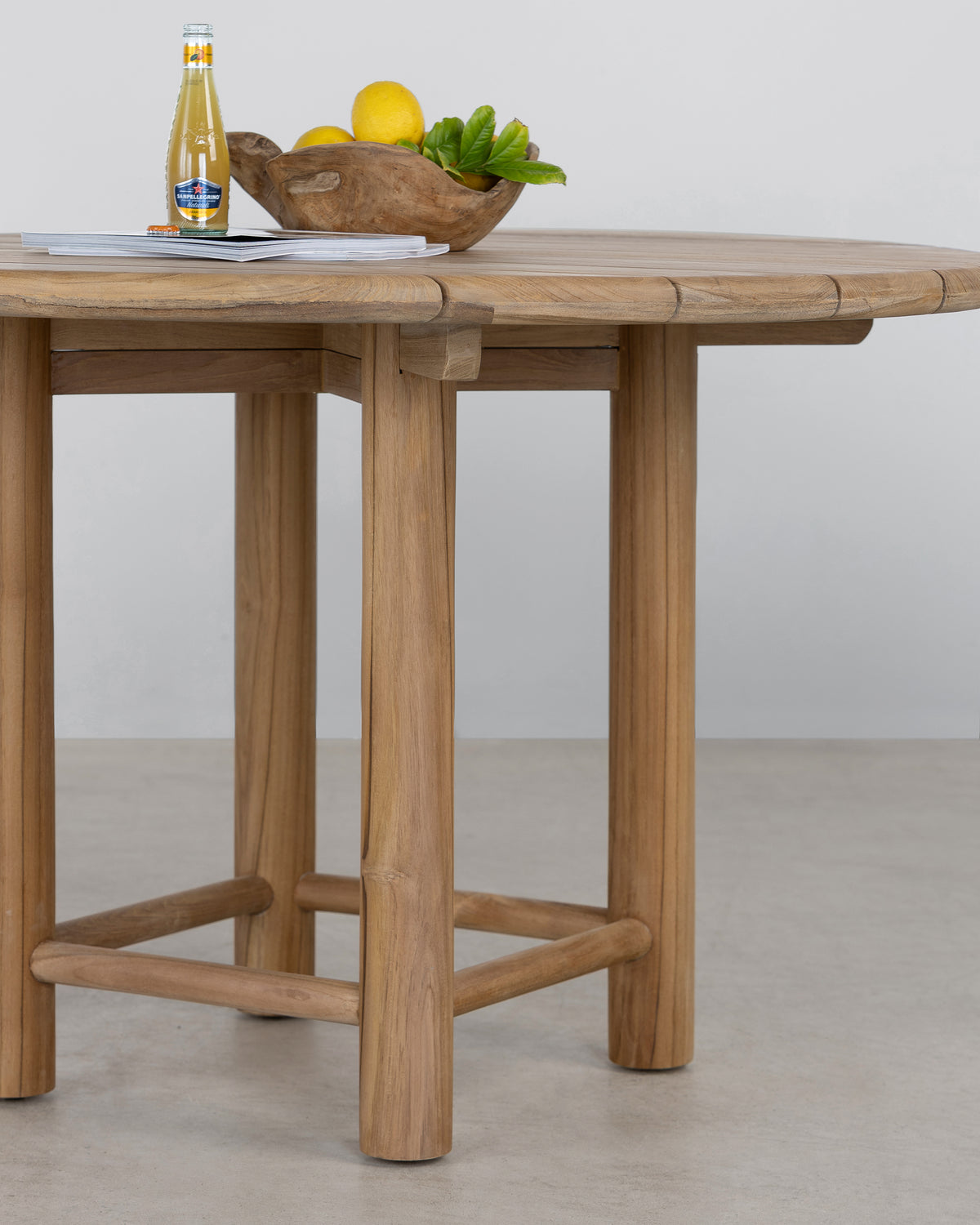 Vista Round Slatted Dining Table - Natural