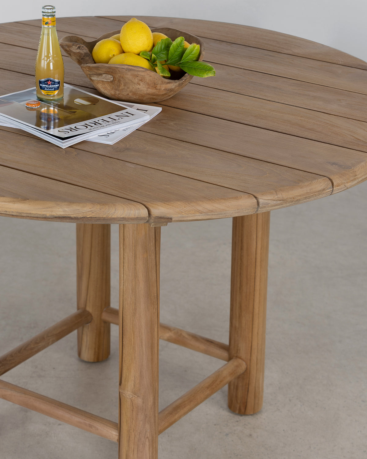 Vista Round Slatted Dining Table - Natural