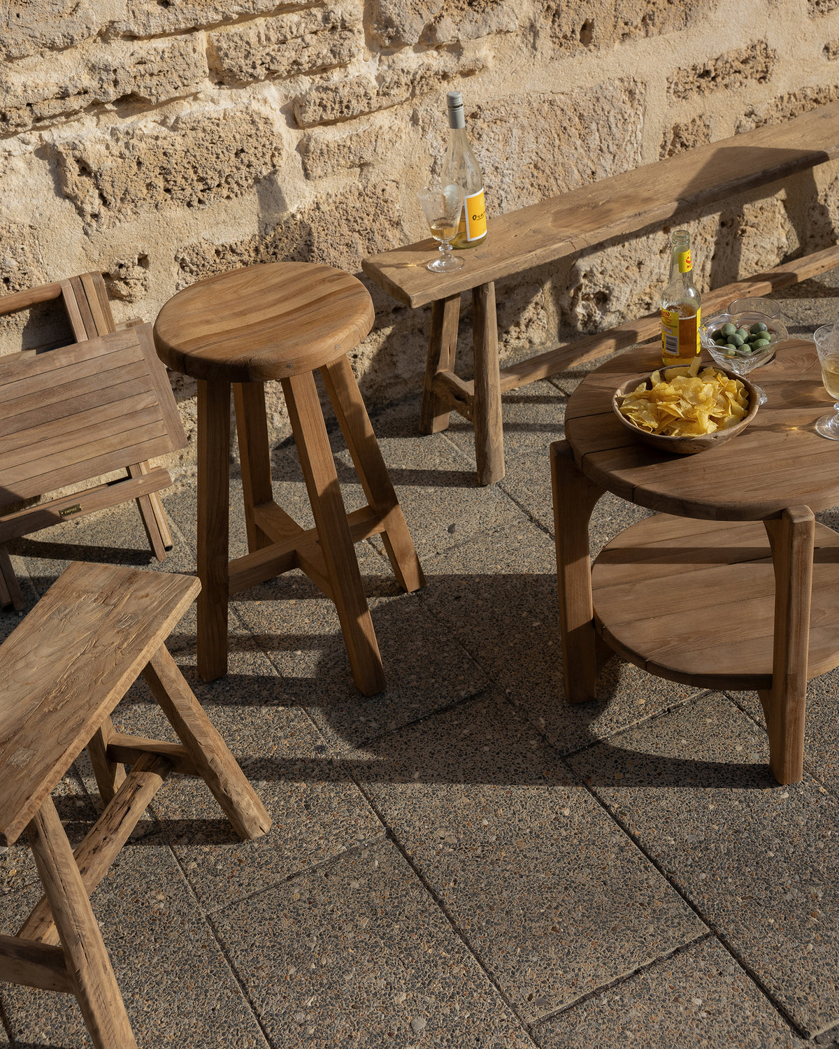 Organic Teak Bench - with Bar
