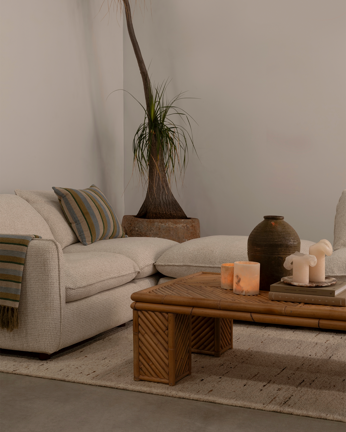 Kumo 5 Piece Modular Sofa (Ottoman) - Cream