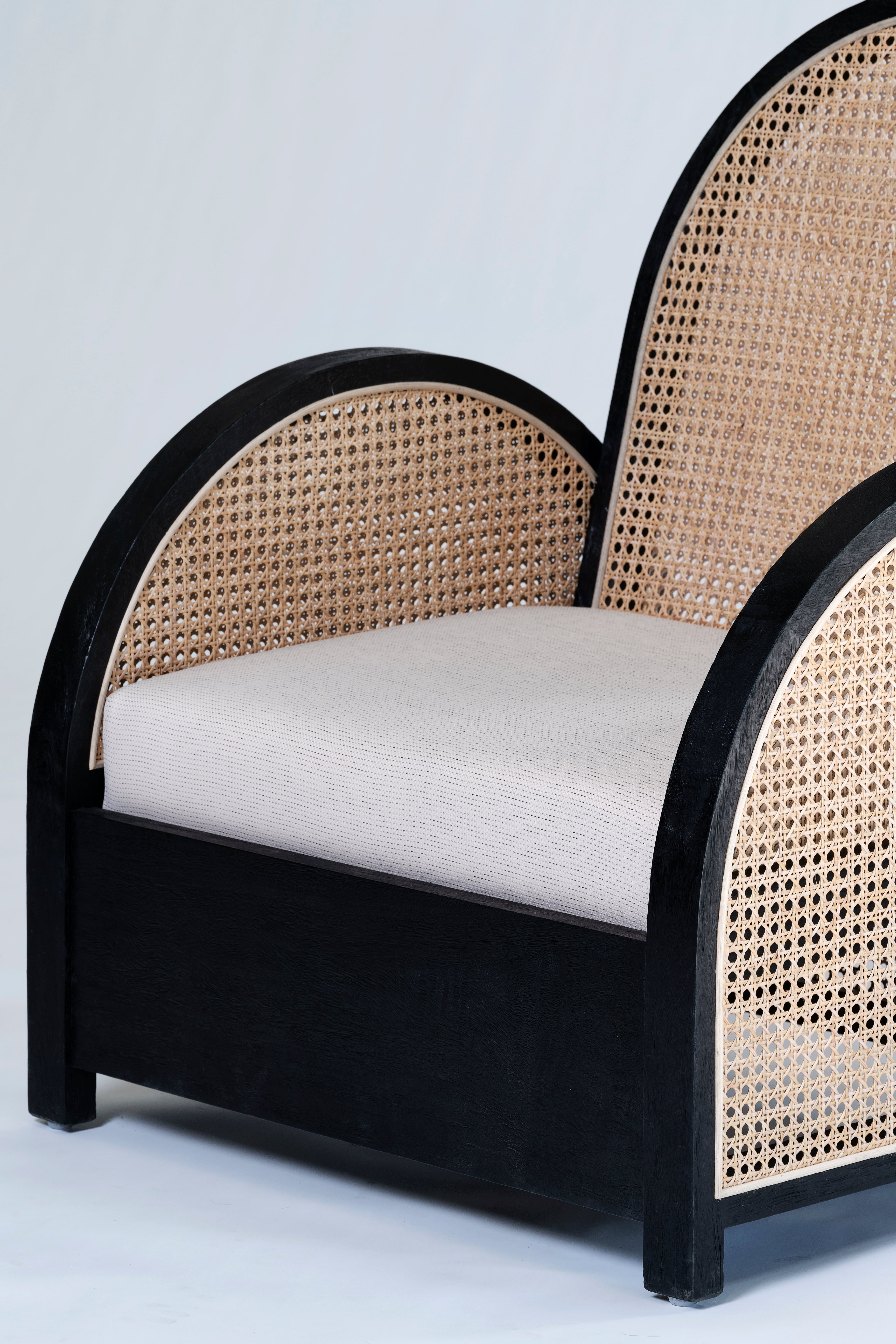 Pia Rattan Chair - Black/Bahama Sand